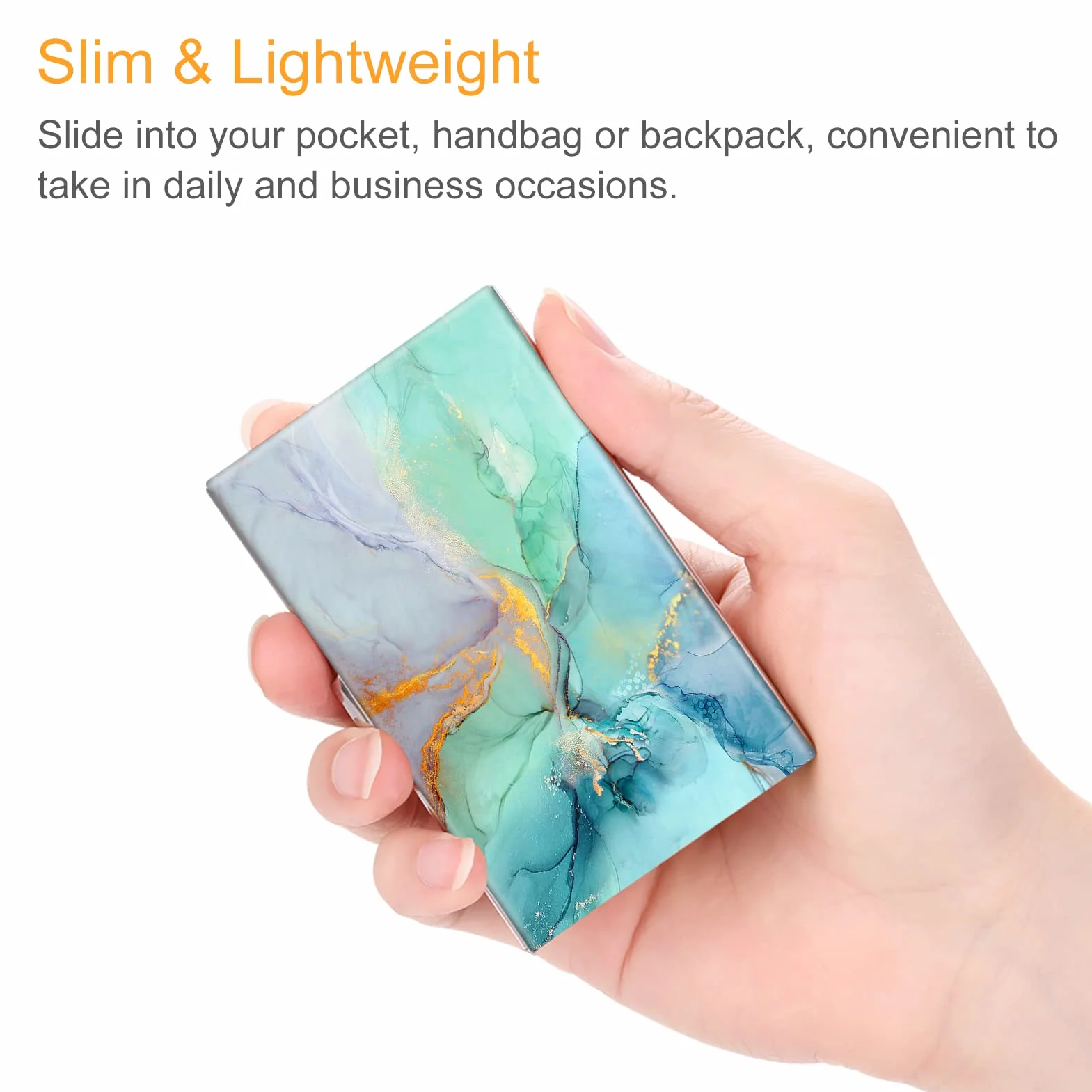 Fintie Business Card Holder, Premium Vegan Leather Coated Stainless Steel Professional Slim Name Card Case Organizer dla mężczyzn i kobiet
