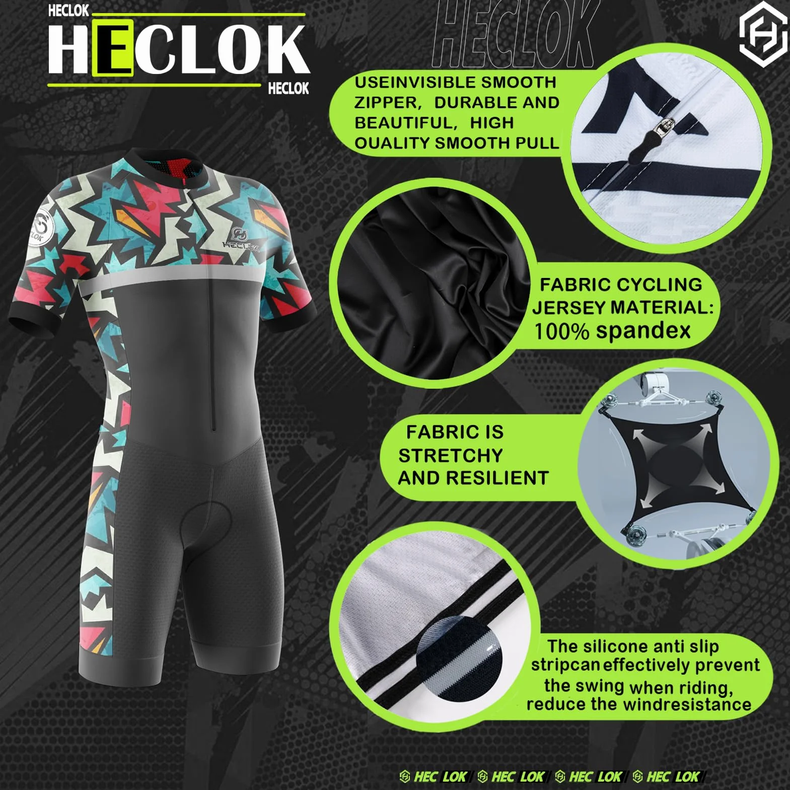 Triathlon Tri - męski kombinezon rowerowy Triathlon Speedsuit Triathlon Trisuit z krótkim rękawem - szybkoschnący, jednoczęściowy kombinezon do treningu rowerowego, wyścigu rowerowego na