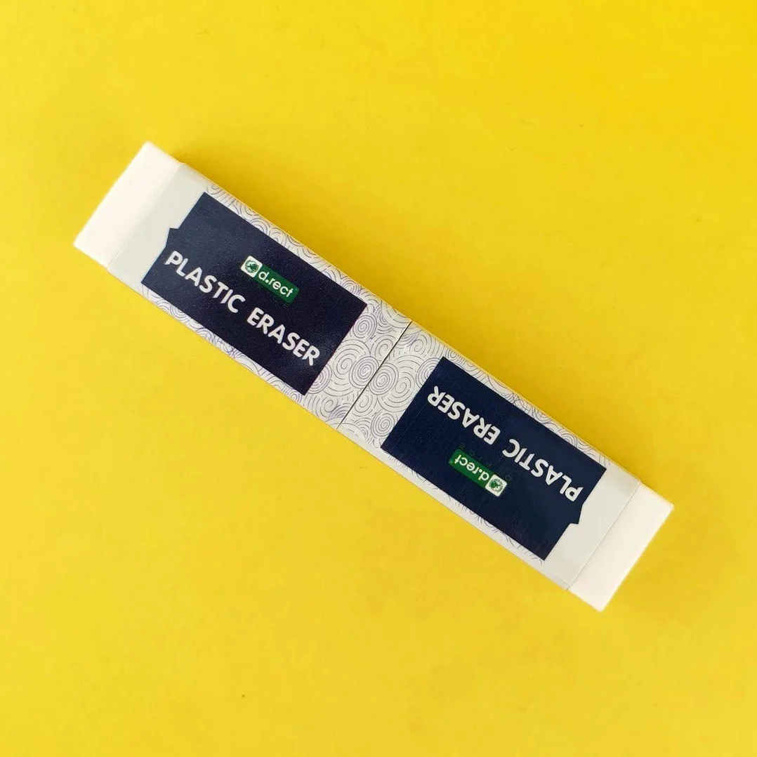 D.RECT Gumka do mazania, gumka HI-POLYMER Plastic Eraser | duże x 20 sztuk | białe 56 x 23 x 12 mm