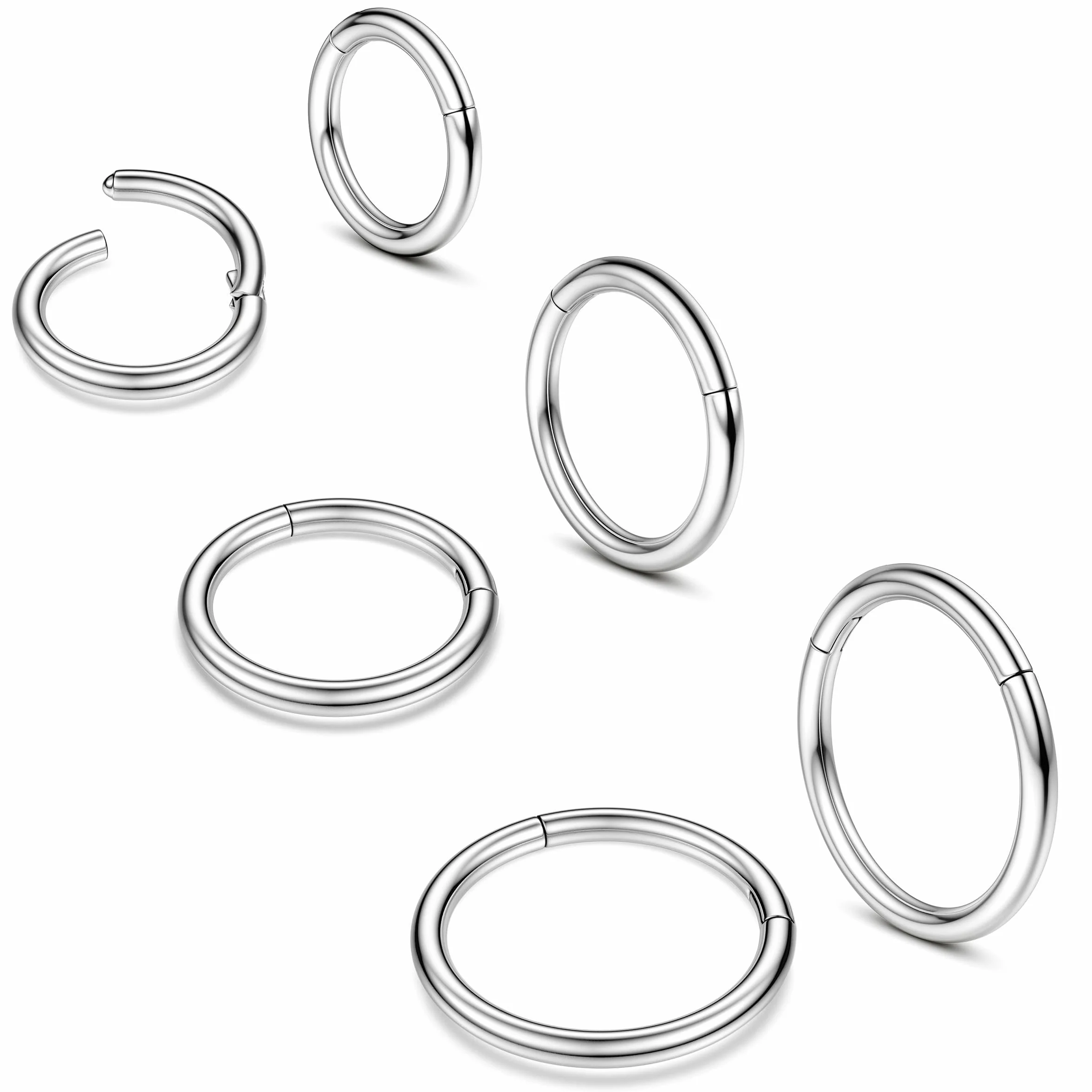 Milacolato 16G Helix kolczyki ze stali chirurgicznej hipoalergiczne sekcja Clicker felgi srebrny złoty pierścień nosowy Trago ucha Daith kolczyki chrząstki pierścień segment biżuteria 6/8/10/12mm