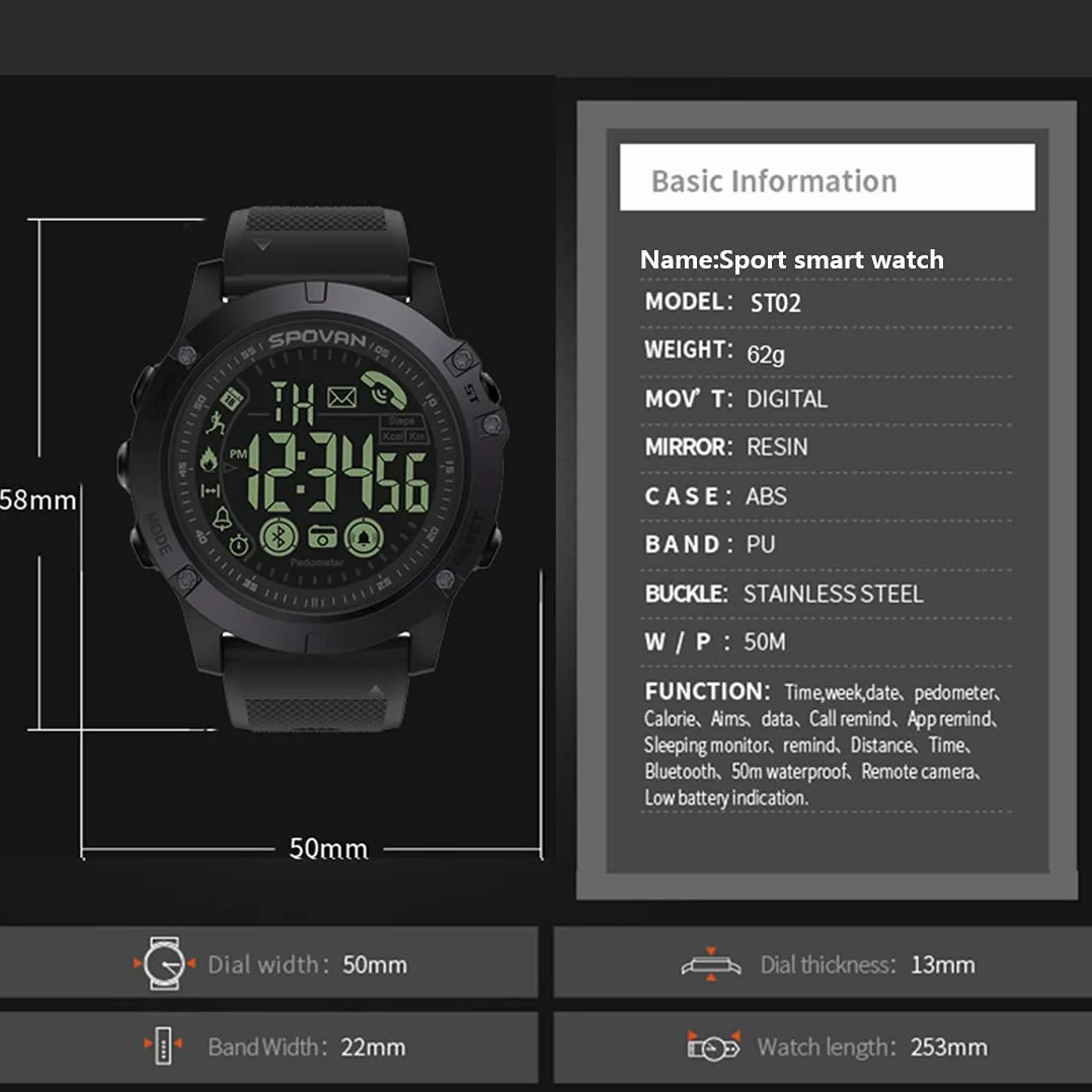 Smartwatches Sleep Tracker wodoszczelny IP68, krokomierz, do biegania, pływania, aktywności na świeżym powietrzu, zegarek sportowy, cyfrowy smartwatch dla mężczyzn i kobiet, z systemem Android iOS (czarny)