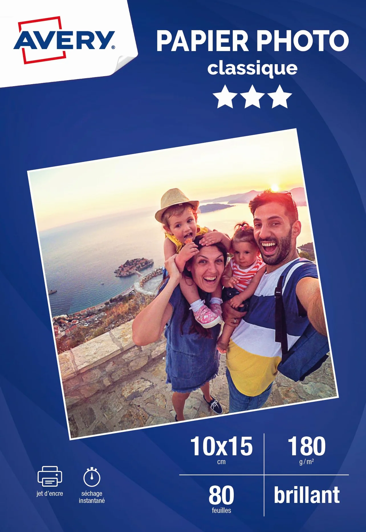 Avery 80 arkuszy błyszczącego papieru fotograficznego 10 x 15 cm, druk atramentowy, klasyczny, 180 g/m ²