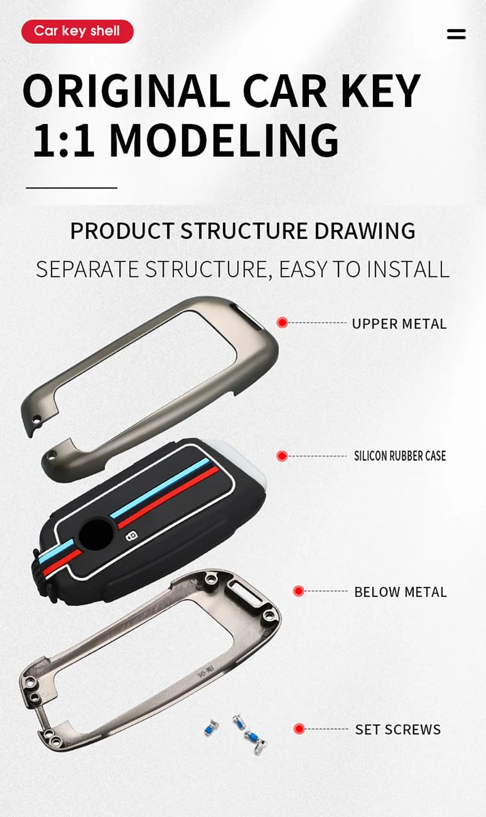 ontto Metalowe etui na kluczyki samochodowe, etui na klucze, pasuje do BMW X1 X7 M Sport 223i iX40 iX50 xDrive i4 IX1 7 740LI G07 XM I7 2022-2023 etui ochronne breloczek etui na klucze, czarne