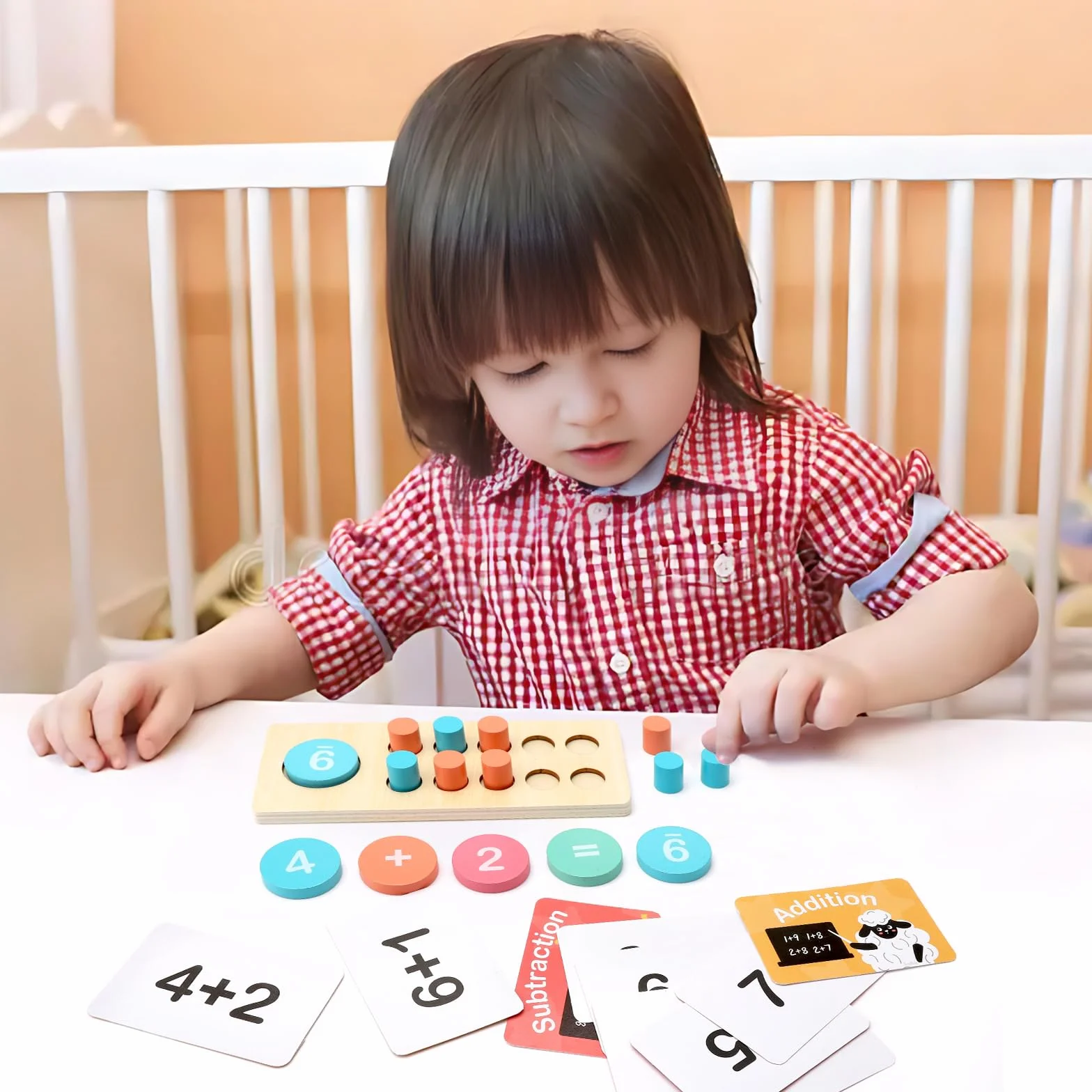 Apomoons Drewniana zabawka matematyczna, zabawki edukacyjne z torbą do przechowywania, Montessori Gry matematyczne dla dzieci, liczby, pierwsza gra edukacyjna prezent dla dzieci 4 5 6 7 lat