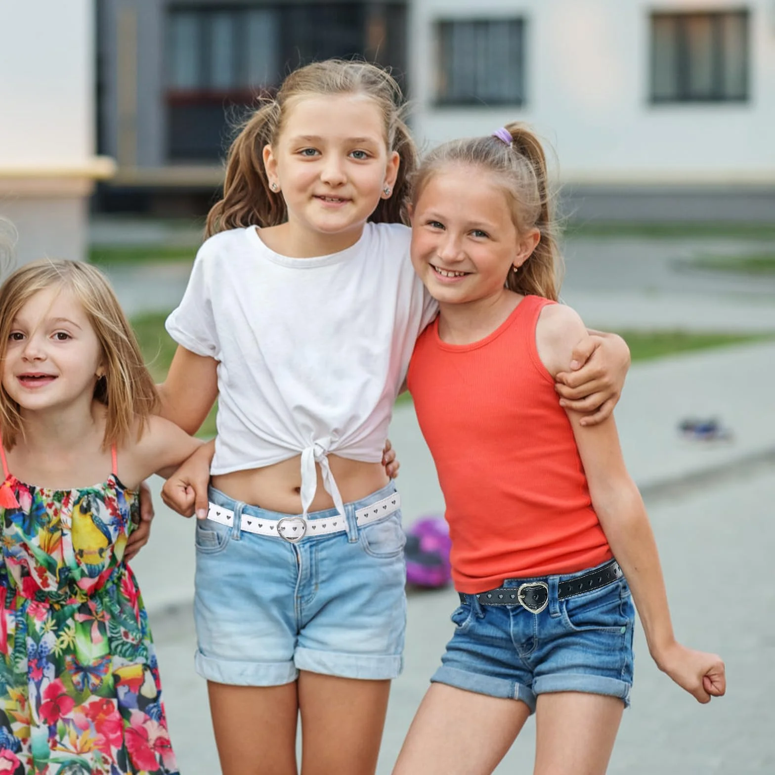 4 sztuki pasów dziecięcych dla dziewcząt, regulowany pasek PU elastyczny, pas biodrowy, czarny, biały