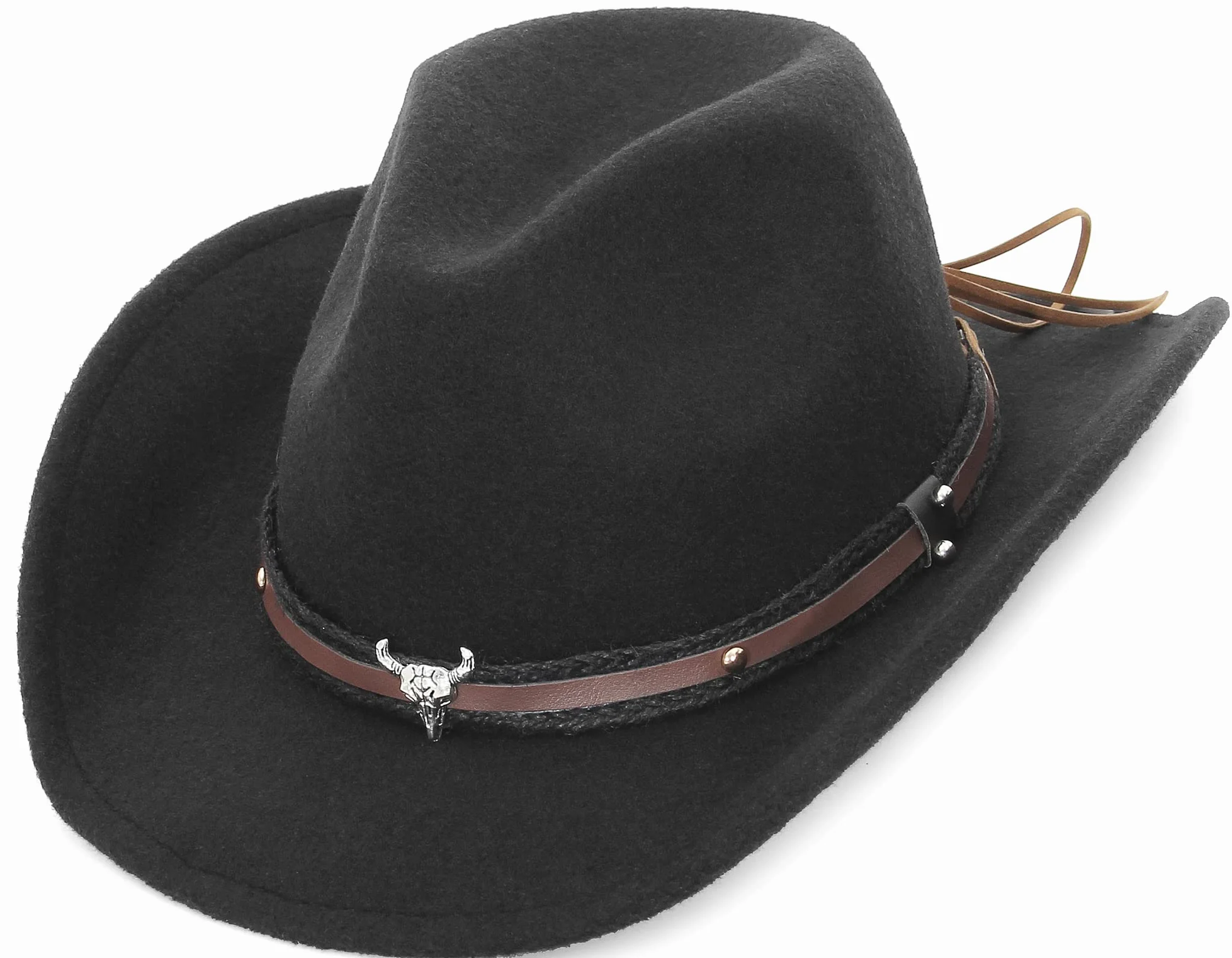 GEMVIE kapelusz kowbojski męski damski kapelusz fedora kapelusz westernowy kapelusz z szerokim rondem z filcu wełnianego