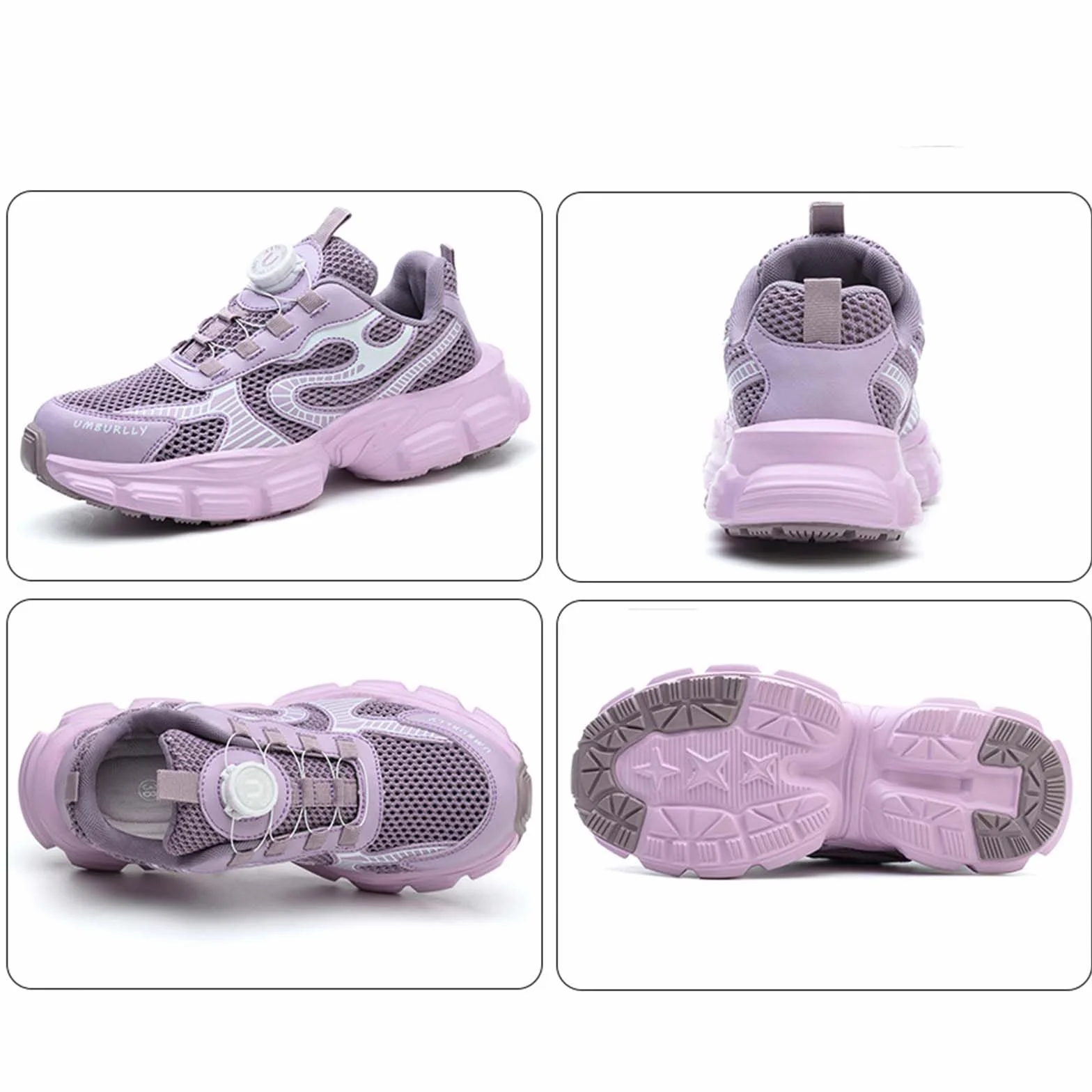 SDEQA Buty robocze Safety Trainers damskie z stalowym noskiem i obrotowym przyciskiem, antypoślizgowe, oddychające, buty robocze Air Cushion Construction Industrial Sneakers,Purple,37 EU