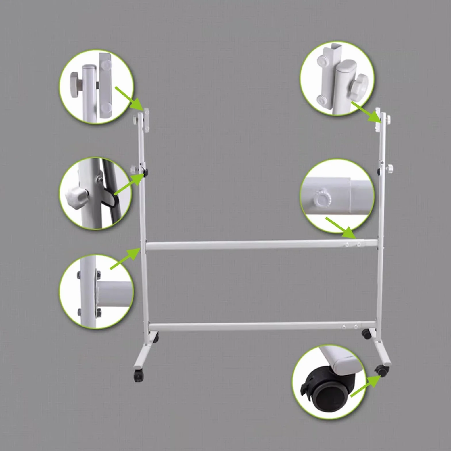 Mobilny regulowany metalowy stojak na tablicę 90 x 120 cm, sztaluga suchościeralna do biura, domu, klasy - tylko stojak, przenośny i wszechstronny