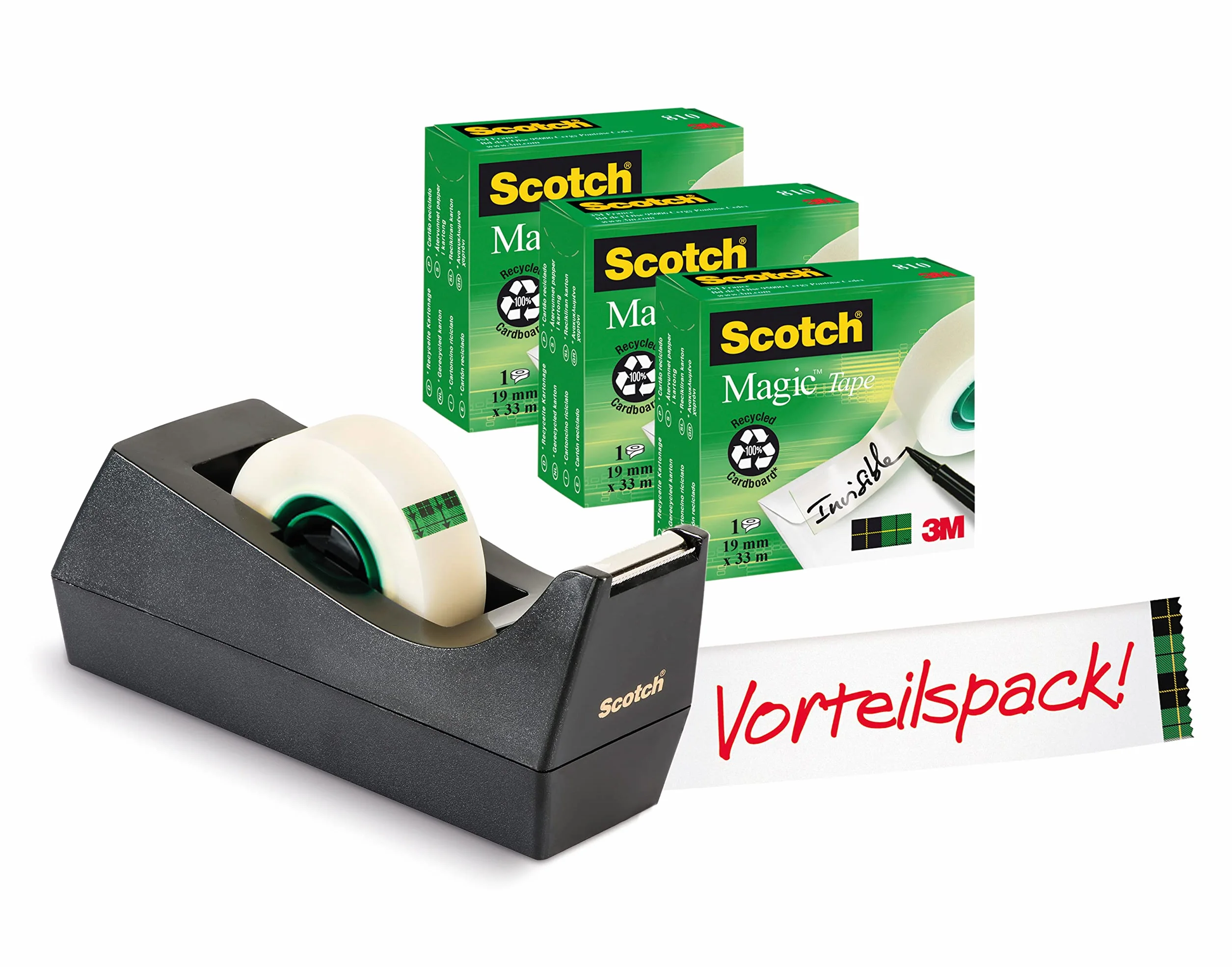 Scotch SM3 Dozownik Taśmy Klejącej, Czarny, 3 rolki