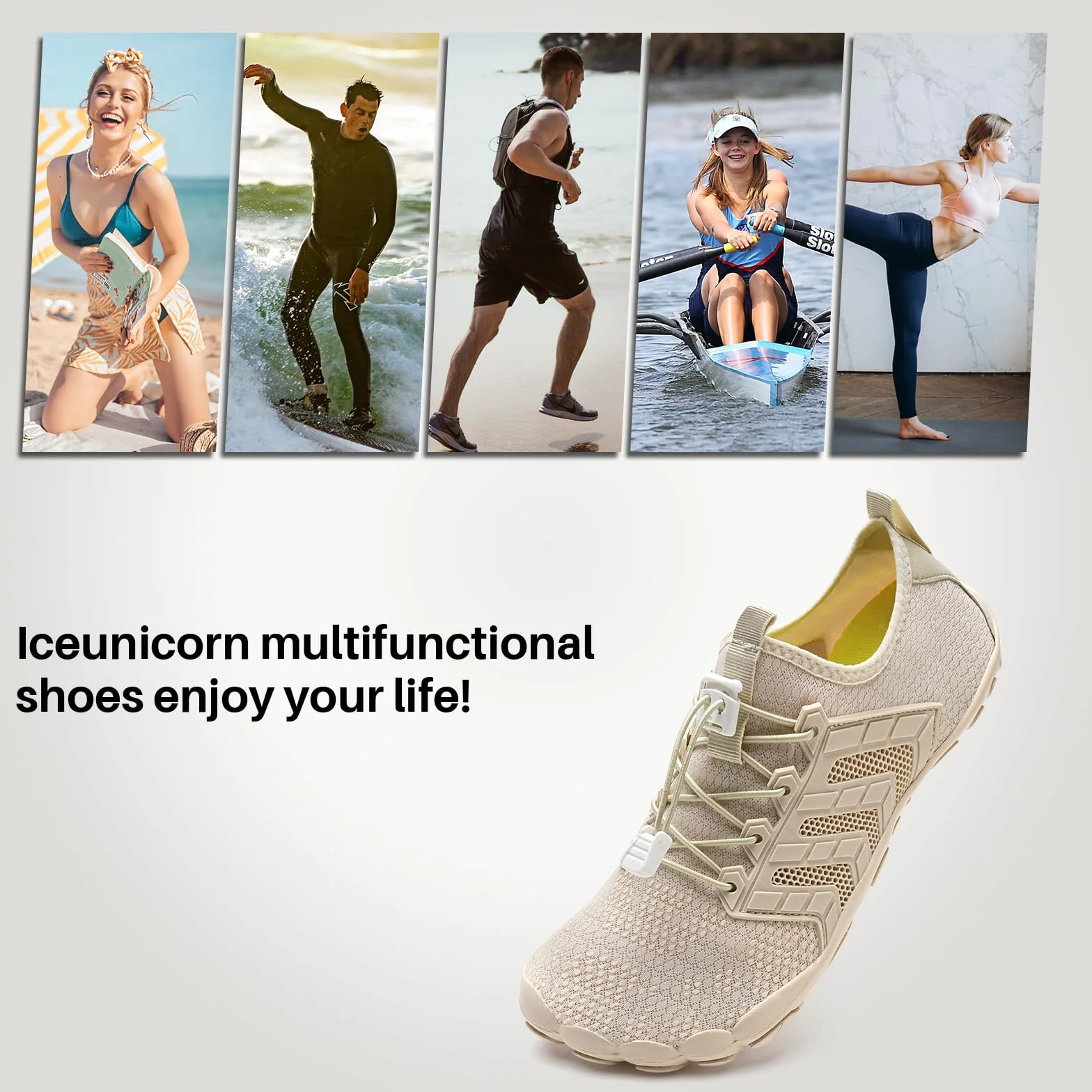 IceUnicorn Buty do chodzenia na boso, damskie i męskie, buty fitness, buty na plażę, buty do pływania