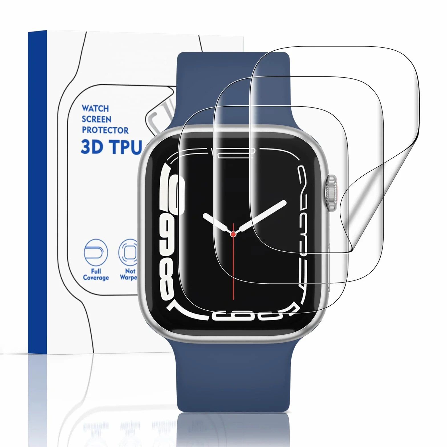 Mugust Folia ochronna do zegarka Apple Watch Series SE3/SE2/SE/6/5/4, 44 mm, elastyczny TPU, do iWatch 44 mm, ochrona wyświetlacza bez pęcherzyków powietrza, miękka folia HD przezroczysta na