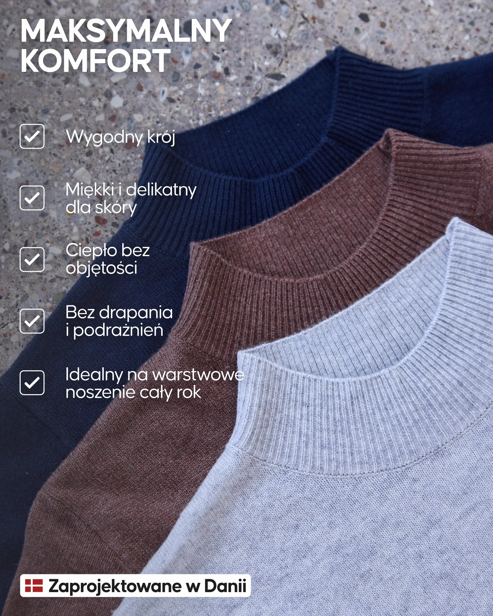 DANISH ENDURANCE Sweter z Wełny Merino z Domieszką Kaszmiru, Damskie Swetry z Dzianiny, Luksusowo Miękkie