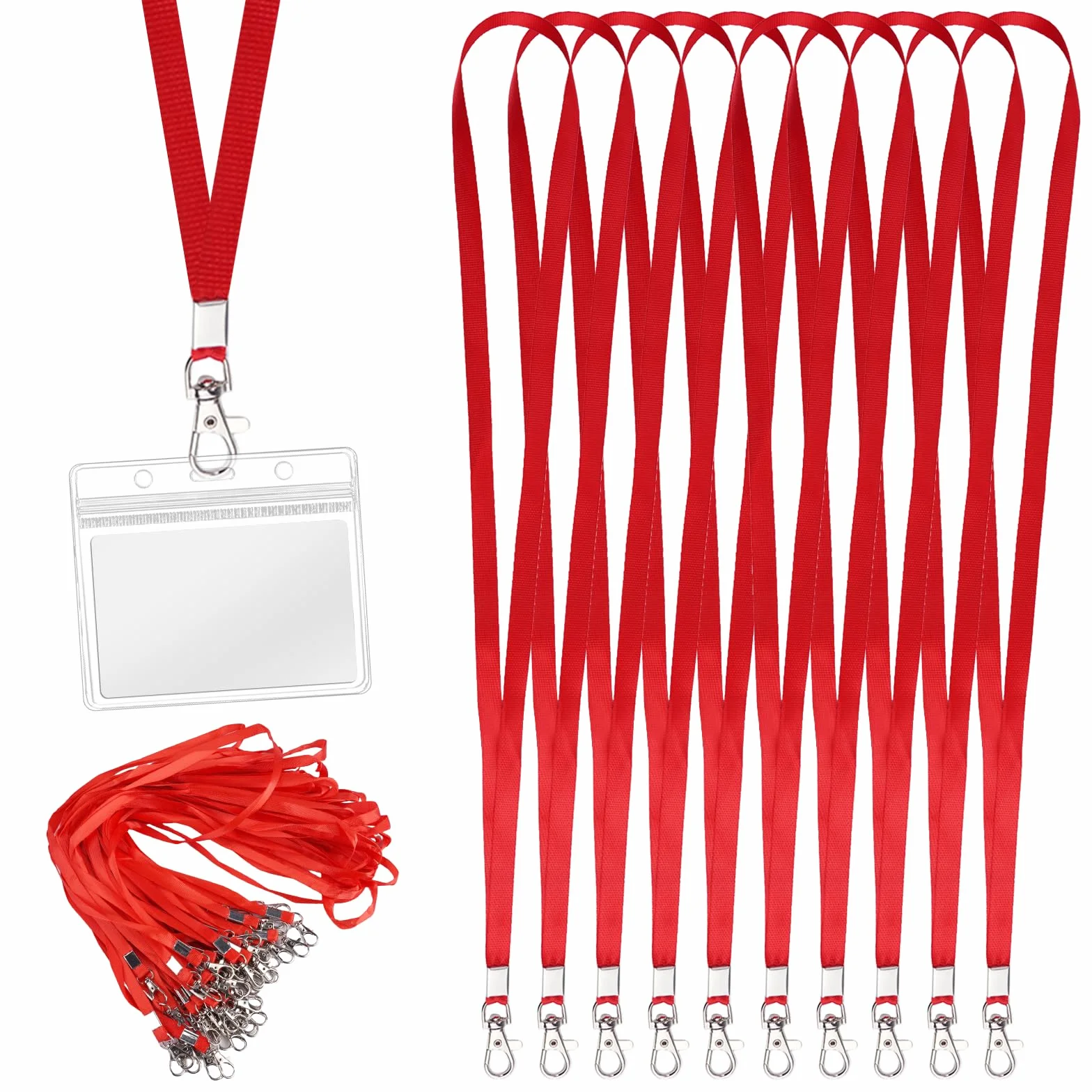 50 sztuk smyczy do zawieszenia, smycze do kluczy do identyfikatorów, smyczy do zawieszenia, do etui na karty, kluczy (kolor czerwony)