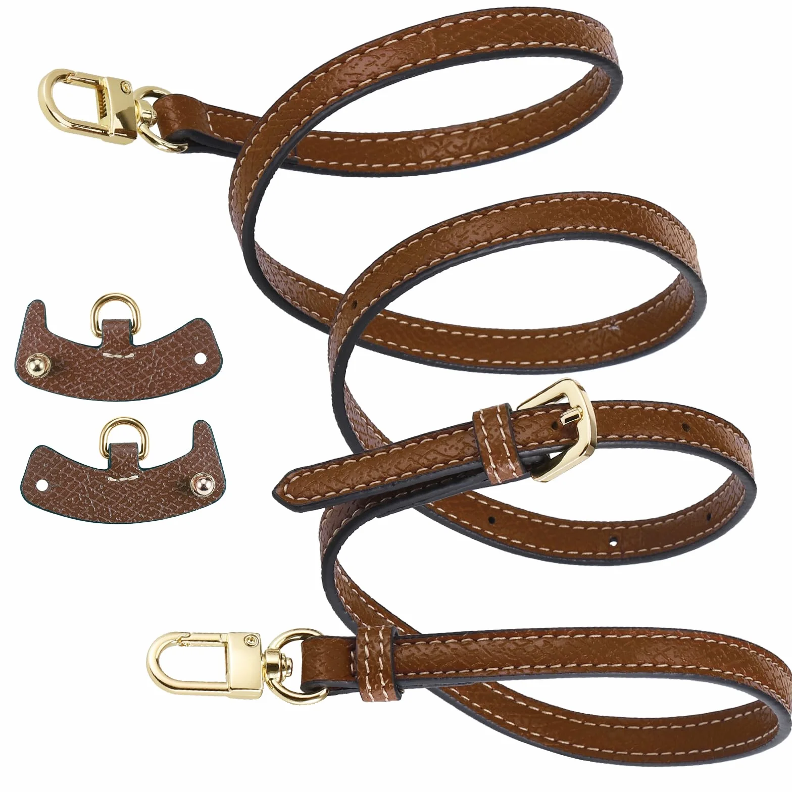 Zocipro Mini Pasek do Torebki Longchamp - Regulowany Skórzany Pasek Crossbody, Bez Dziurkowania, Zapasowy Pasek na Ramię (Brązowy), Uniwersalny Rozmiar