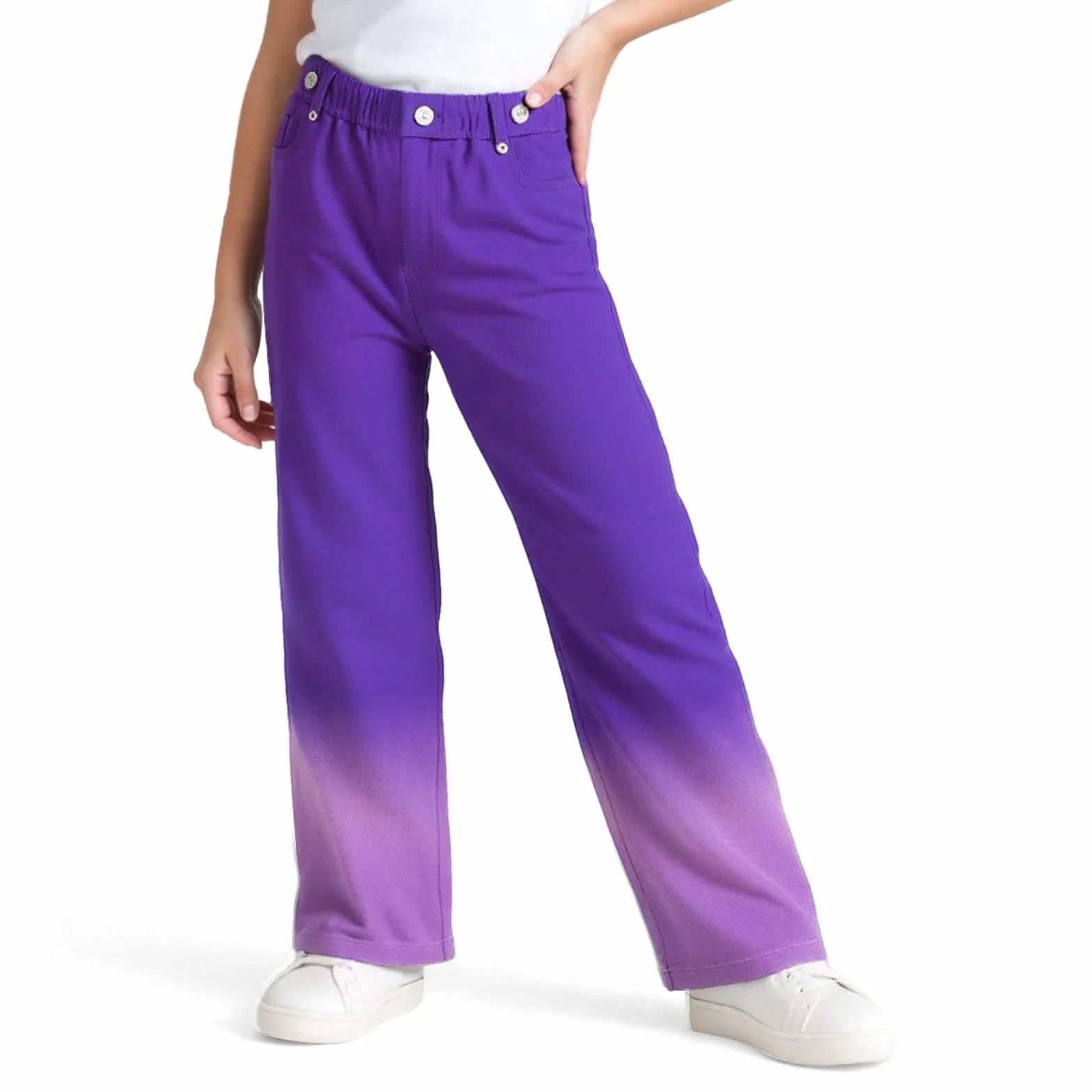 Dżinsy dla dziewczynek szerokie nogawki dżinsy baggy luźne spodnie z elastyczną talią długie rozciągliwe szerokie dżinsy jeansowe z kieszeniami moda na co dzień spodnie dla dzieci 7-14 lat