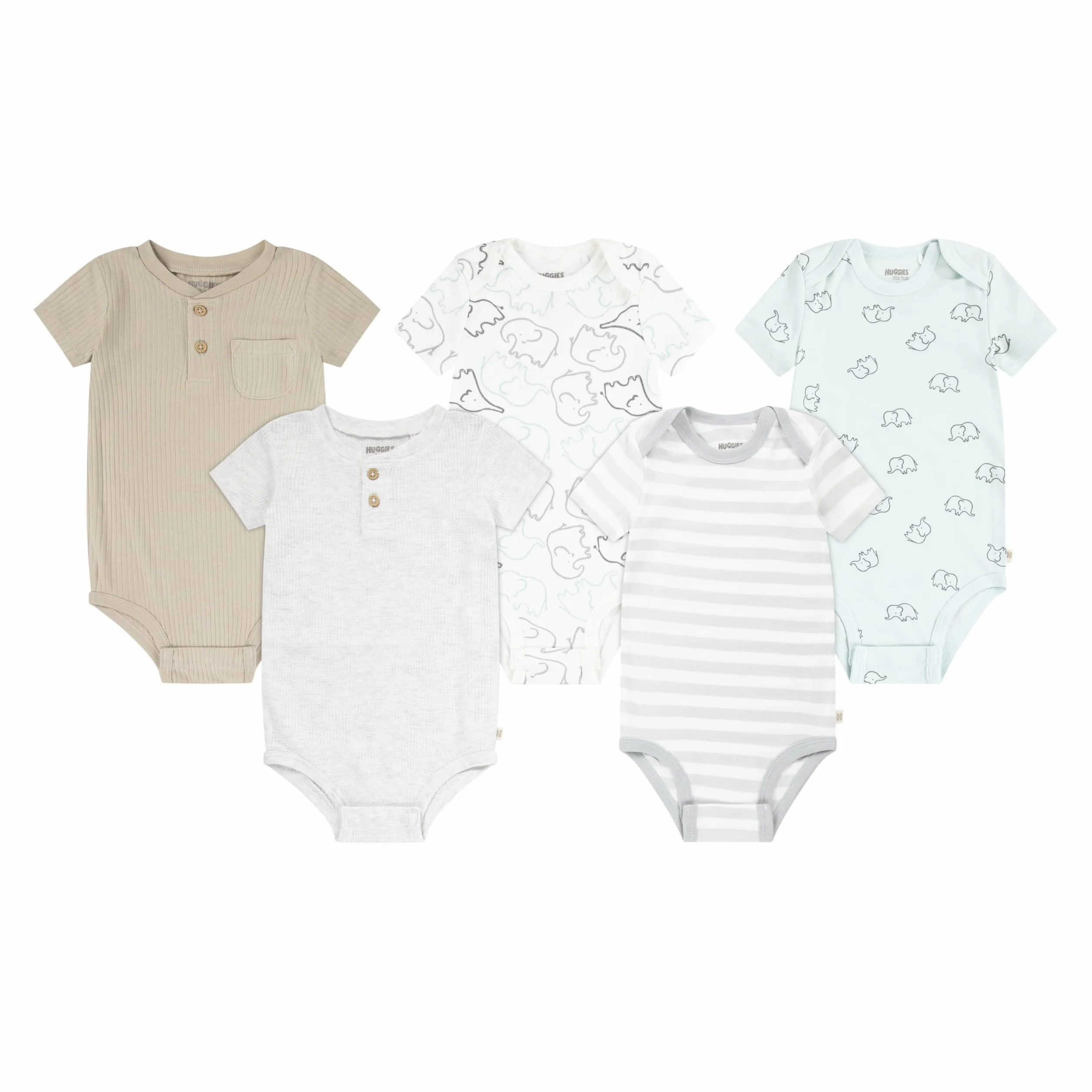 Huggies Little Hugs Zestaw bielizny dla malucha uniseks (5 sztuk), zielony/biały/szary/biały, 18 miesięcy