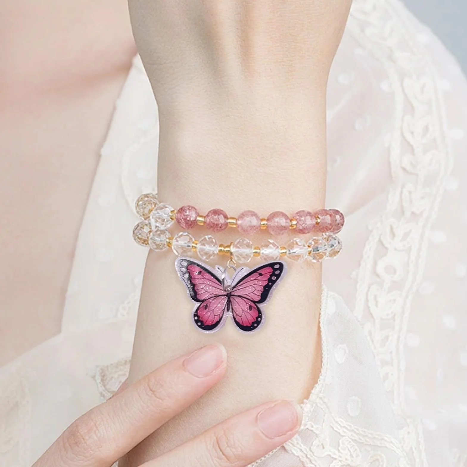 MIGIFTDY 24 szt. akrylowe ozdoby motylkowe urocze akrylowe kolczyki i naszyjnik zestaw morpho motyl zestawy biżuterii dla kobiet dziewcząt amulet motyl prezenty, Akryl