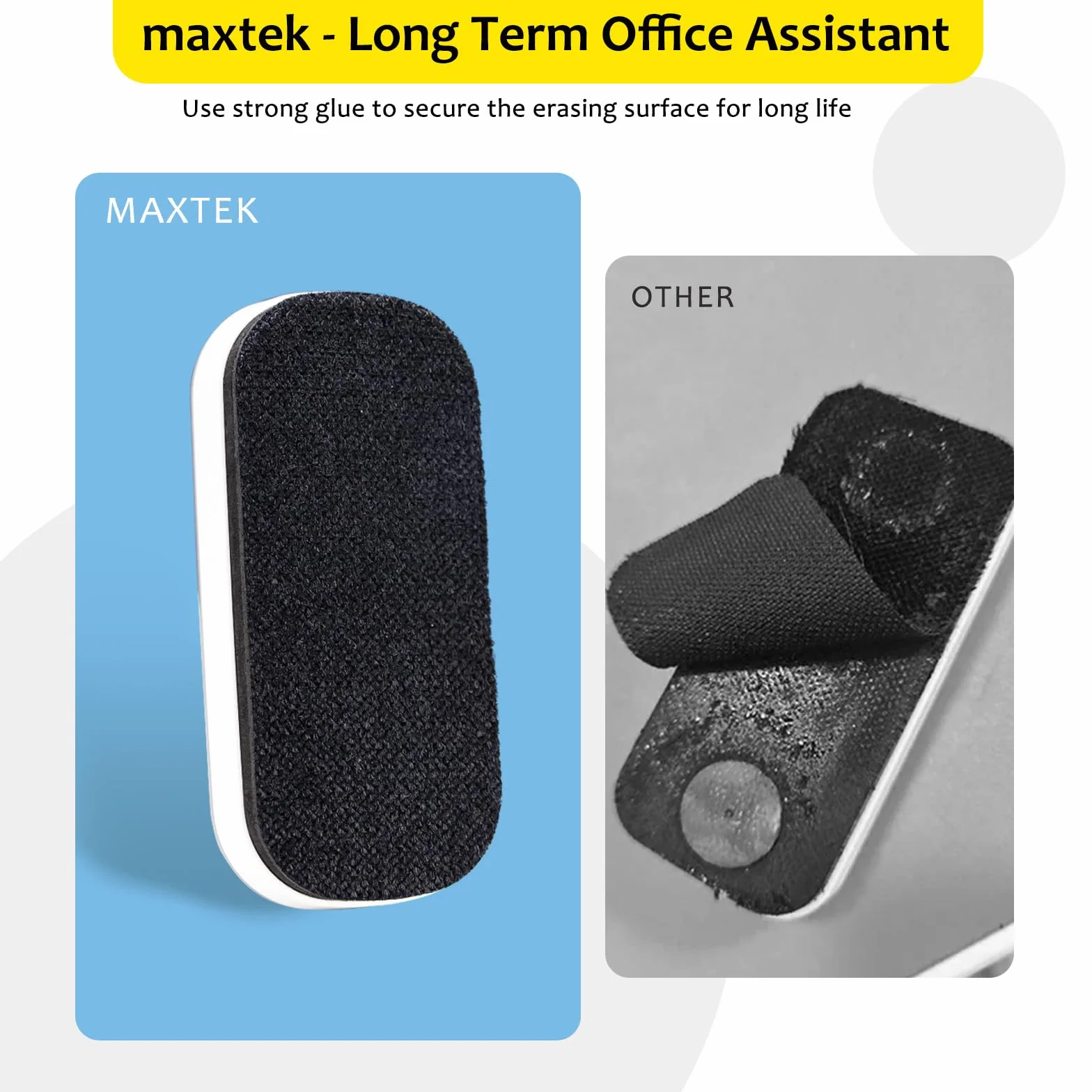 maxtek Magnetyczne gumki do ścierania, gumki do tablic szklanych, 2 sztuki, do tablic suchościeralnych, tablicy szklanej, kalendarza, przyborów biurowych i szkolnych