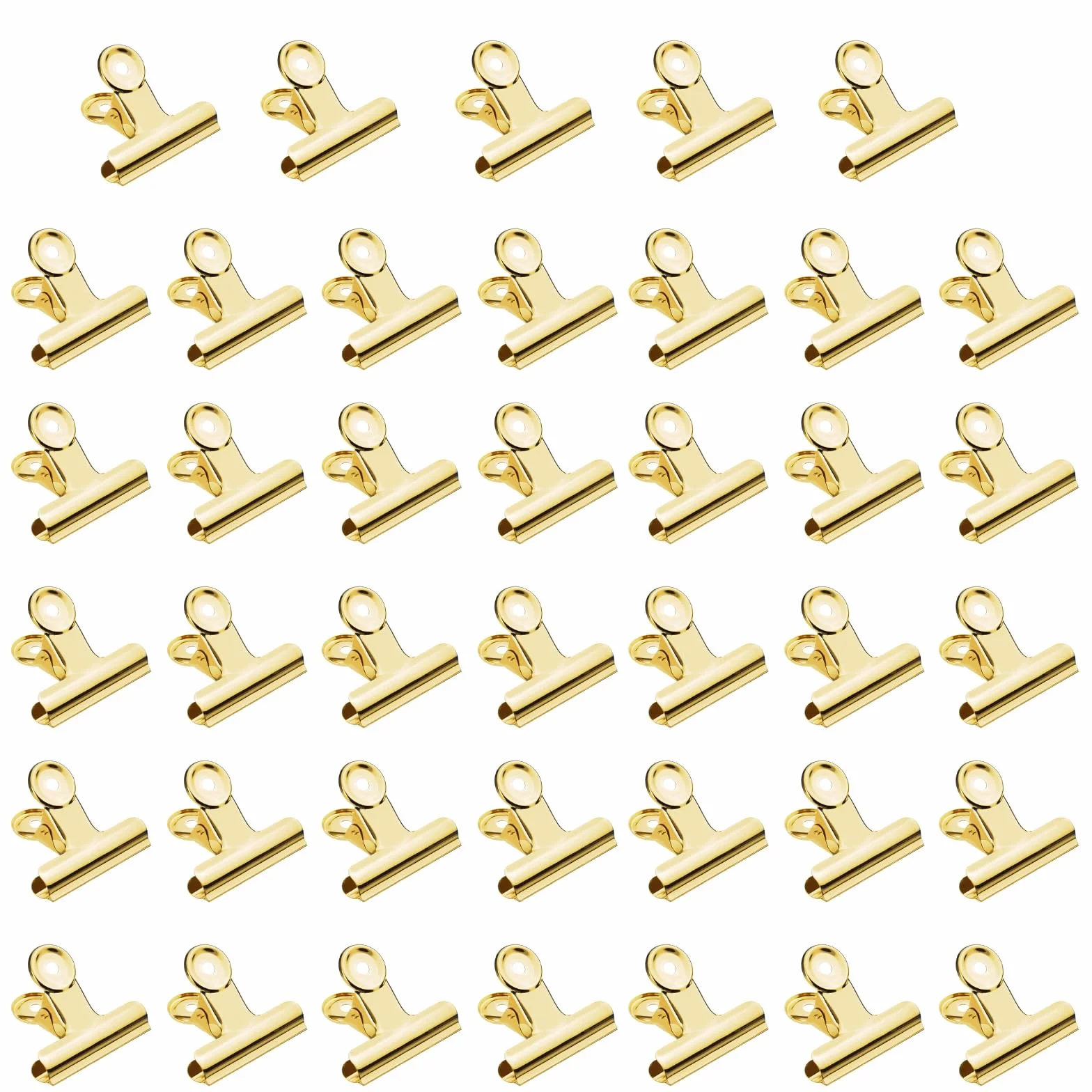 40 małych spinaczy buldogowych 22 mm wielofunkcyjny klips do spinaczy do papieru mini metalowy klips do torebek, zdjęć, rysunków, rzemiosła, biura, kuchni (złoty, 22 mm)