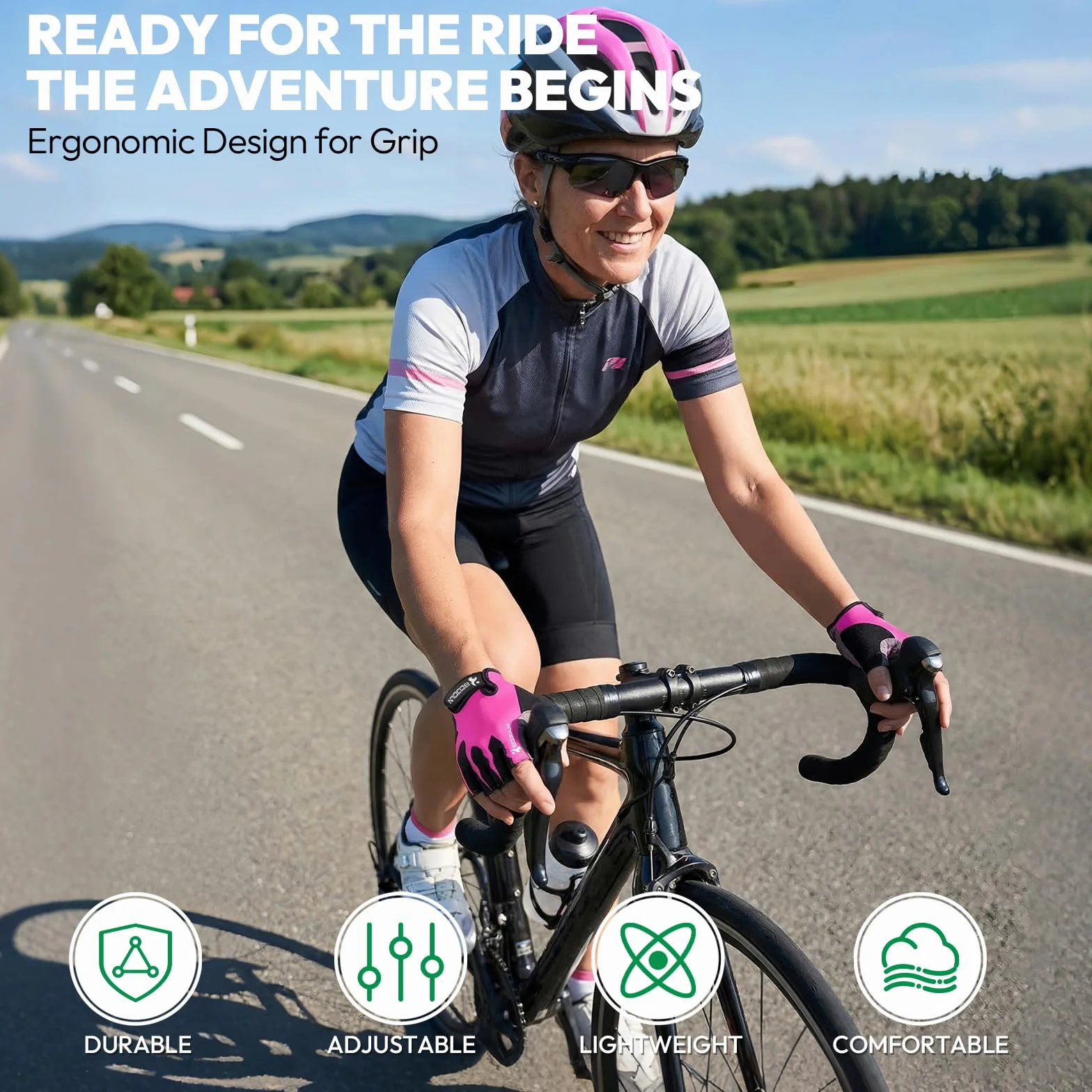KONVINIT Rękawiczki rowerowe, męskie, letnie, półpalce, rękawice rowerowe do rowerów górskich/wyścigowych, rękawiczki rowerowe na czas wolny, dla mężczyzn i kobiet, oddychające, antypoślizgowe