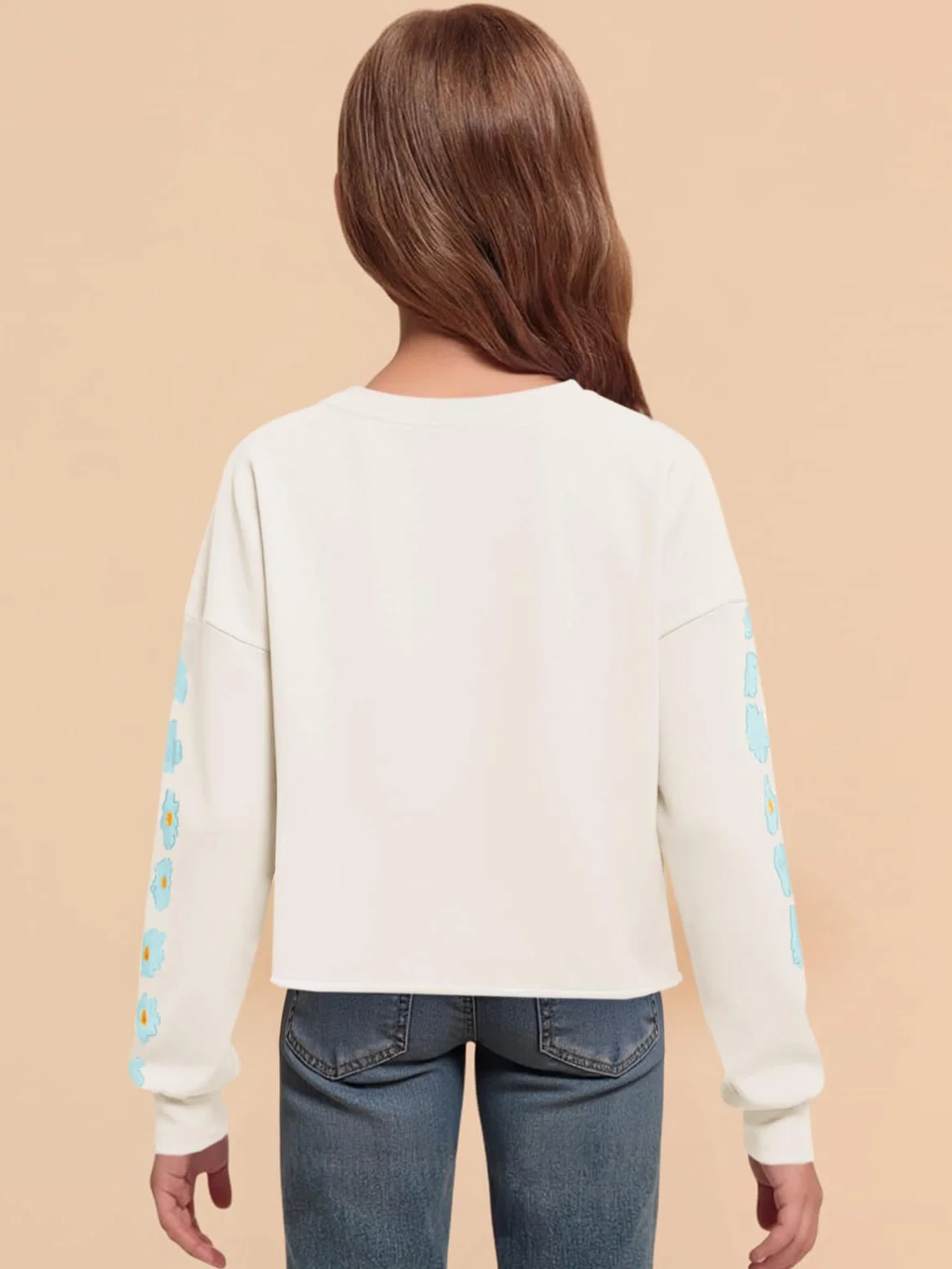 Imily Bela Dziewczęce bluzy Daisy Pinted koszulka z długim rękawem Cute Kids Pullover Crop Tops Casual odzież