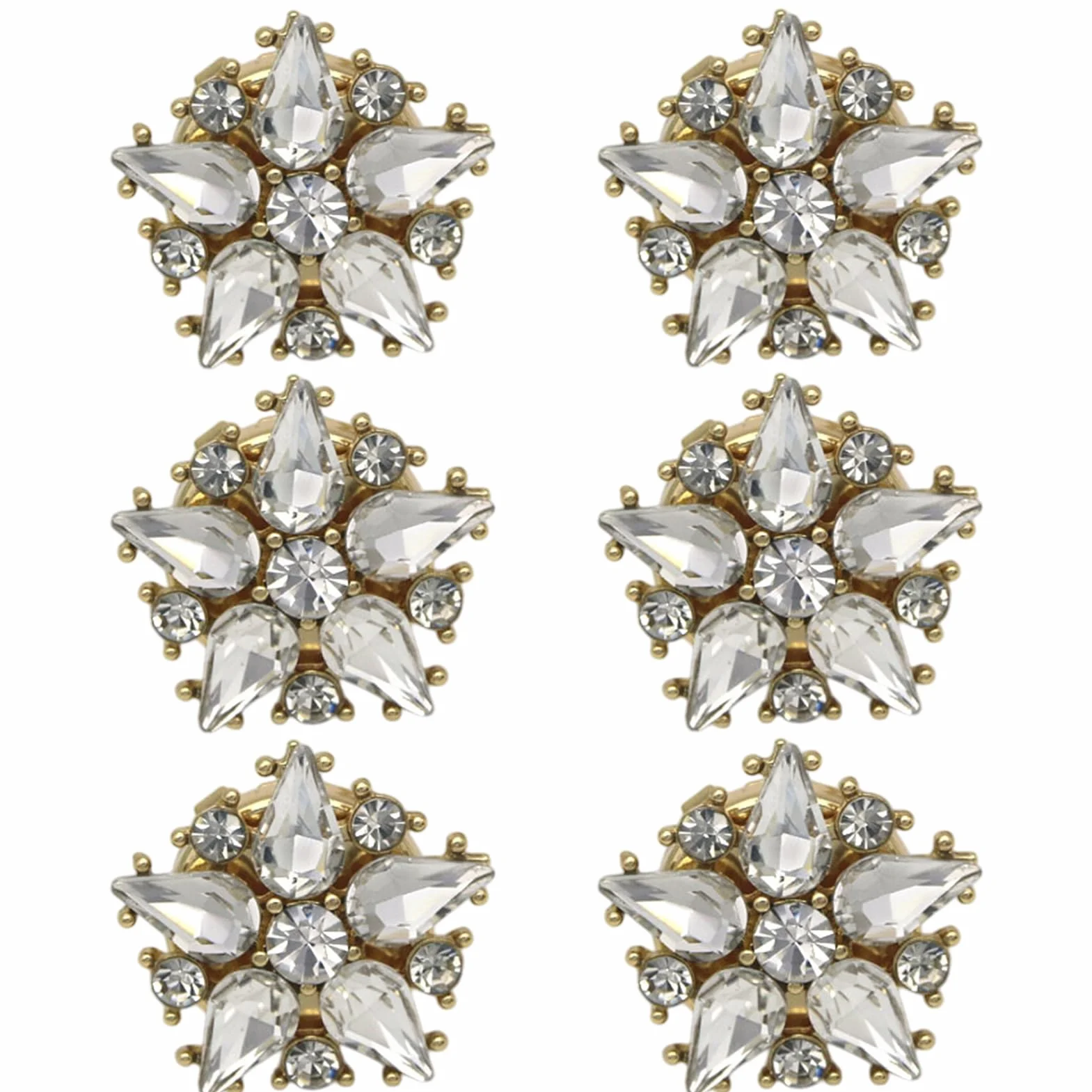 Flower Button Covers - Decorative Cufflinks, 6x Size Women Blouses Jeans with Elegant Design, Elegant Shine Covers, Metal Alloy Material, Accessory Button Cover for Weddings Meetings Parties Formal