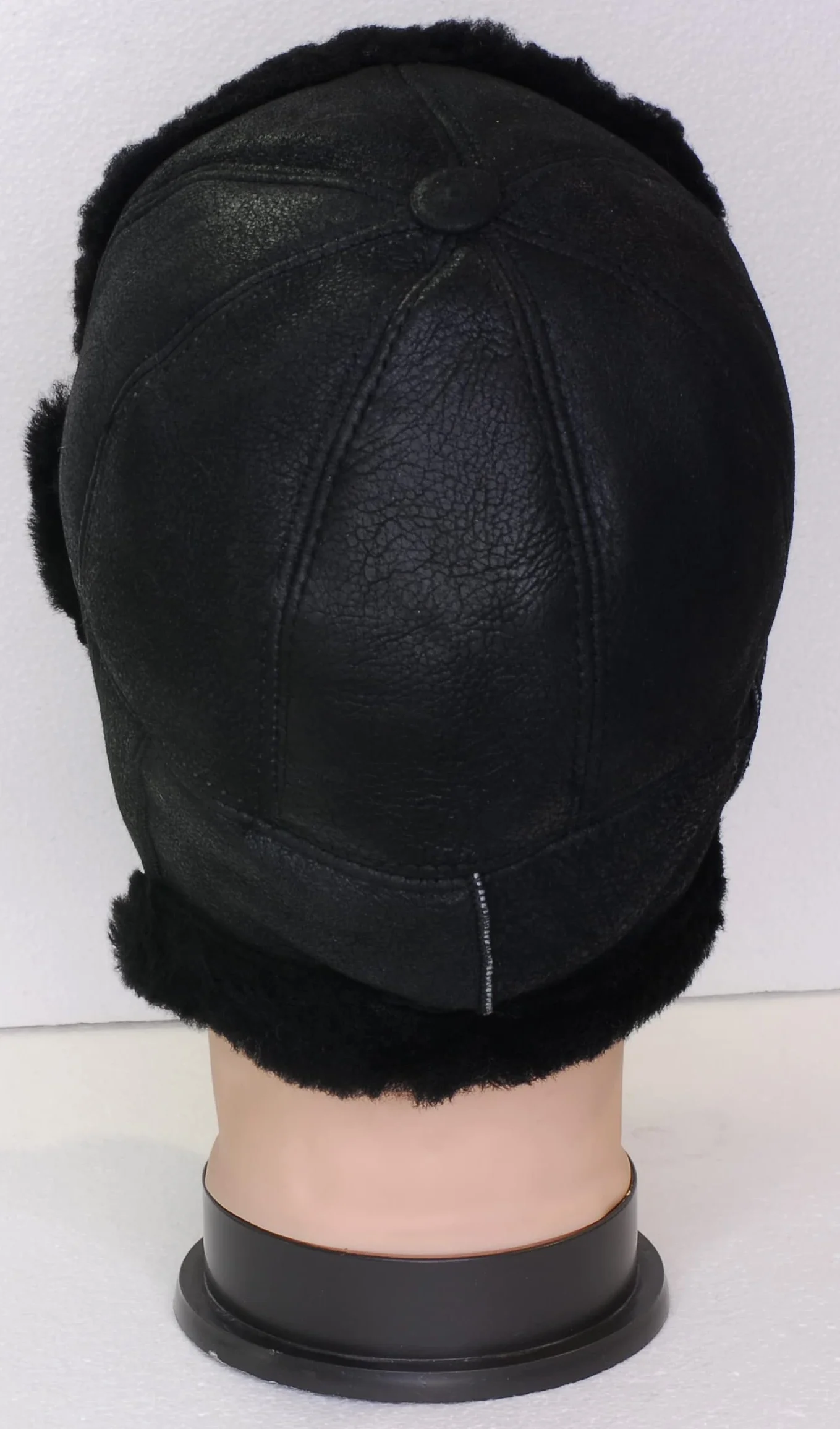 RUSSIAN SKLEP Kukukuba czapka z owczej skóry zima Ushanka mężczyźni kapelusz kierowca radziecki lotnik śnieg z nausznikami (M), Czarny, 56-57