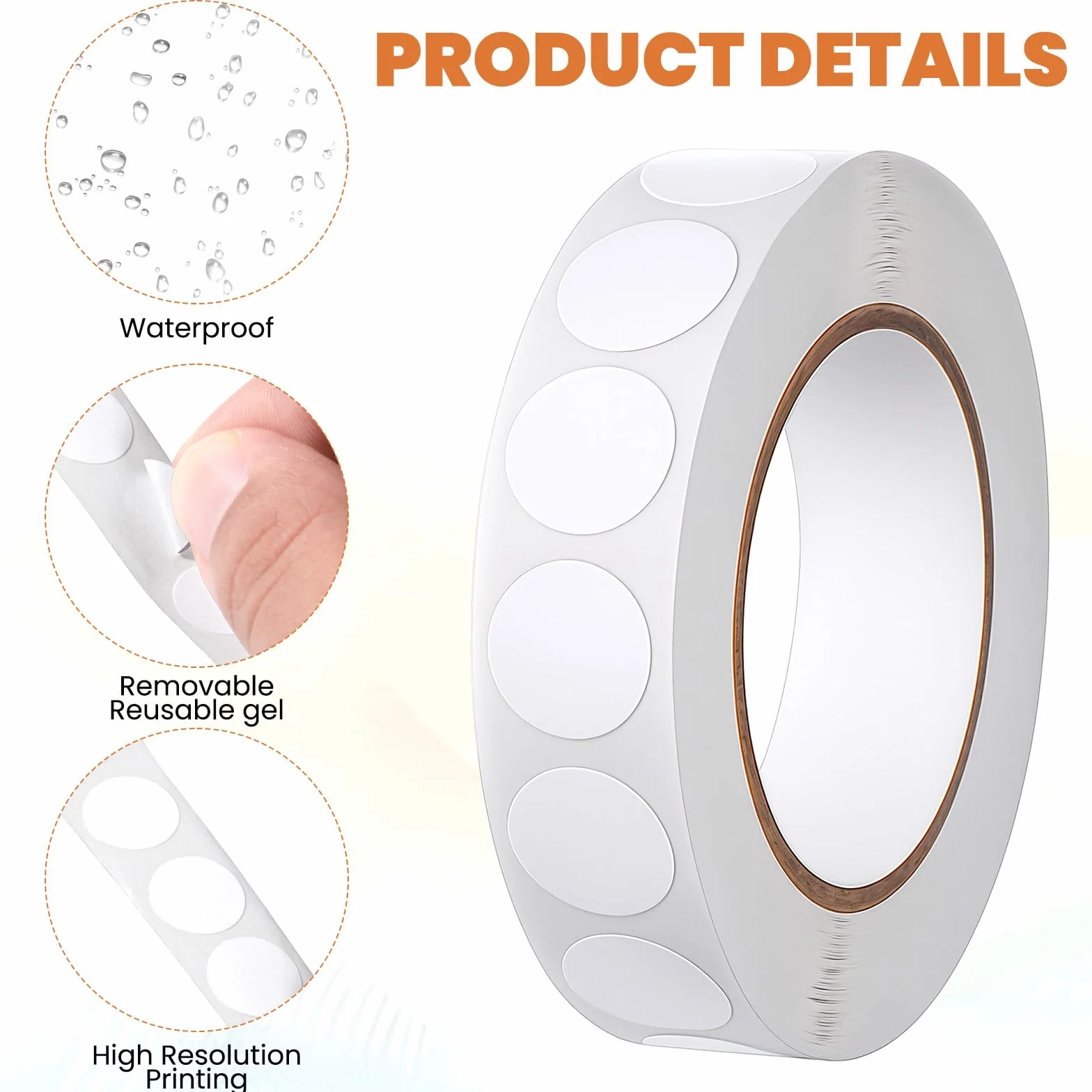 Bewudy 1000 sztuk białych okrągłych naklejek 13 mm, białe wodoodporne naklejki w kształcie okręgu, białe naklejki w kropki, samoprzylepne etykiety okrągłe, do planerów, kalendarzy, notatników