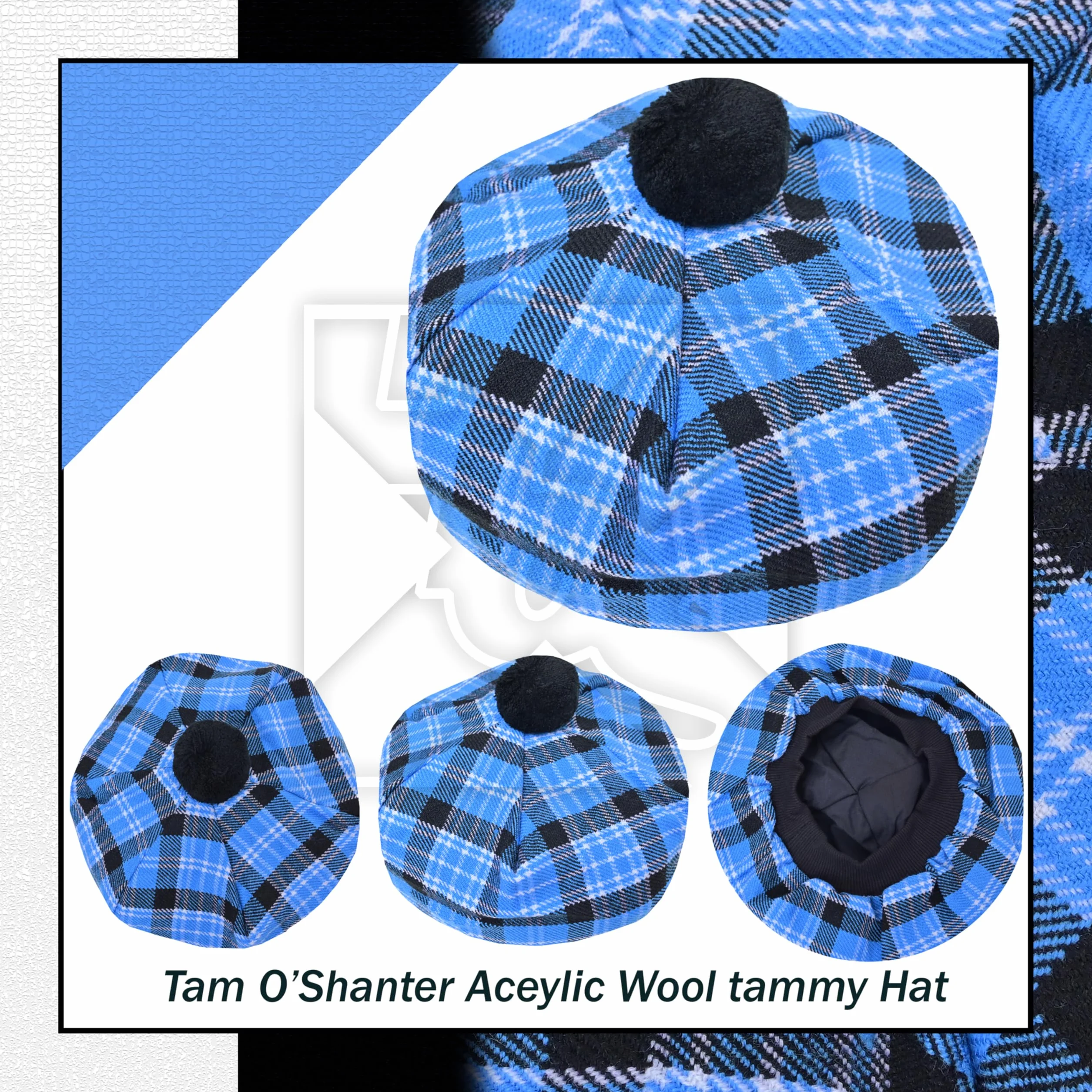 Scottish Tartan Tam O' Shanter Hat Tammy Bonnet Beret Balmoral Hat | Wełna akrylowa Tartan Tammie w różnych tartanach