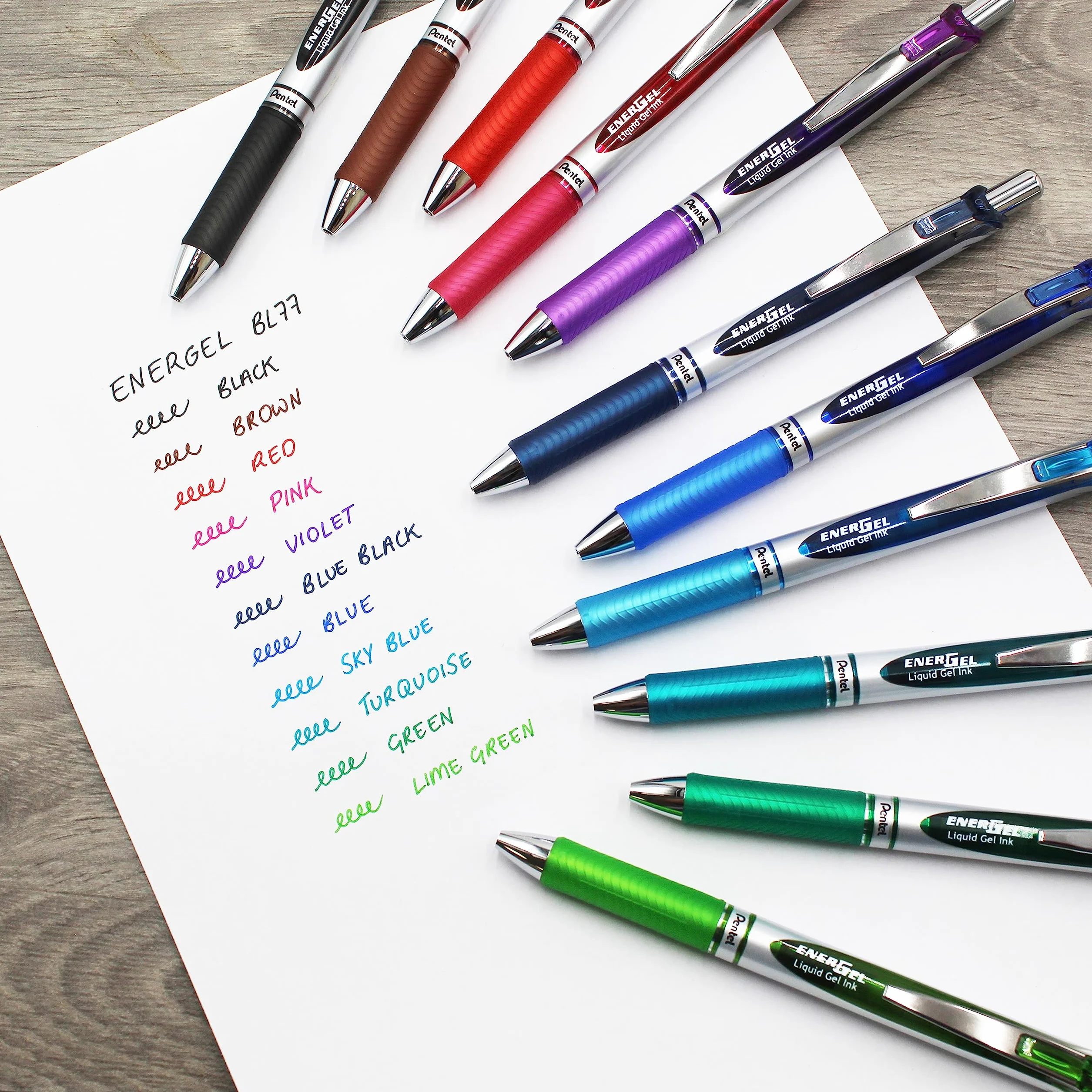 Pentel EnerGel XM BL77 – chowany płynny długopis żelowy – 0,7 mm – w 54% z recyklingu – w opakowaniu prezentowym (czerwone opakowanie 5 sztuk)