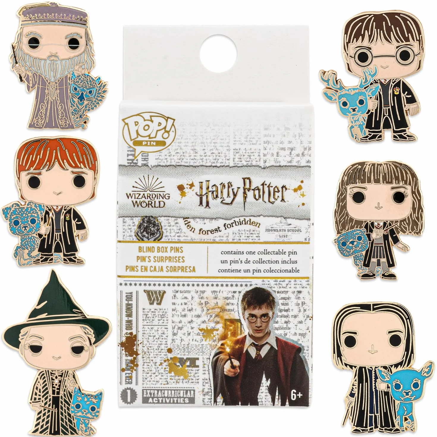 Loungefly Funko Hp 6 Pieces Blind Box Set Eaches - Harry Potter - Harry Potter - Blind Box Enamel Pins - Cute Collectable Novelty Brooch - for Backpacks & Bags - Gift Idea - Official Merchandise