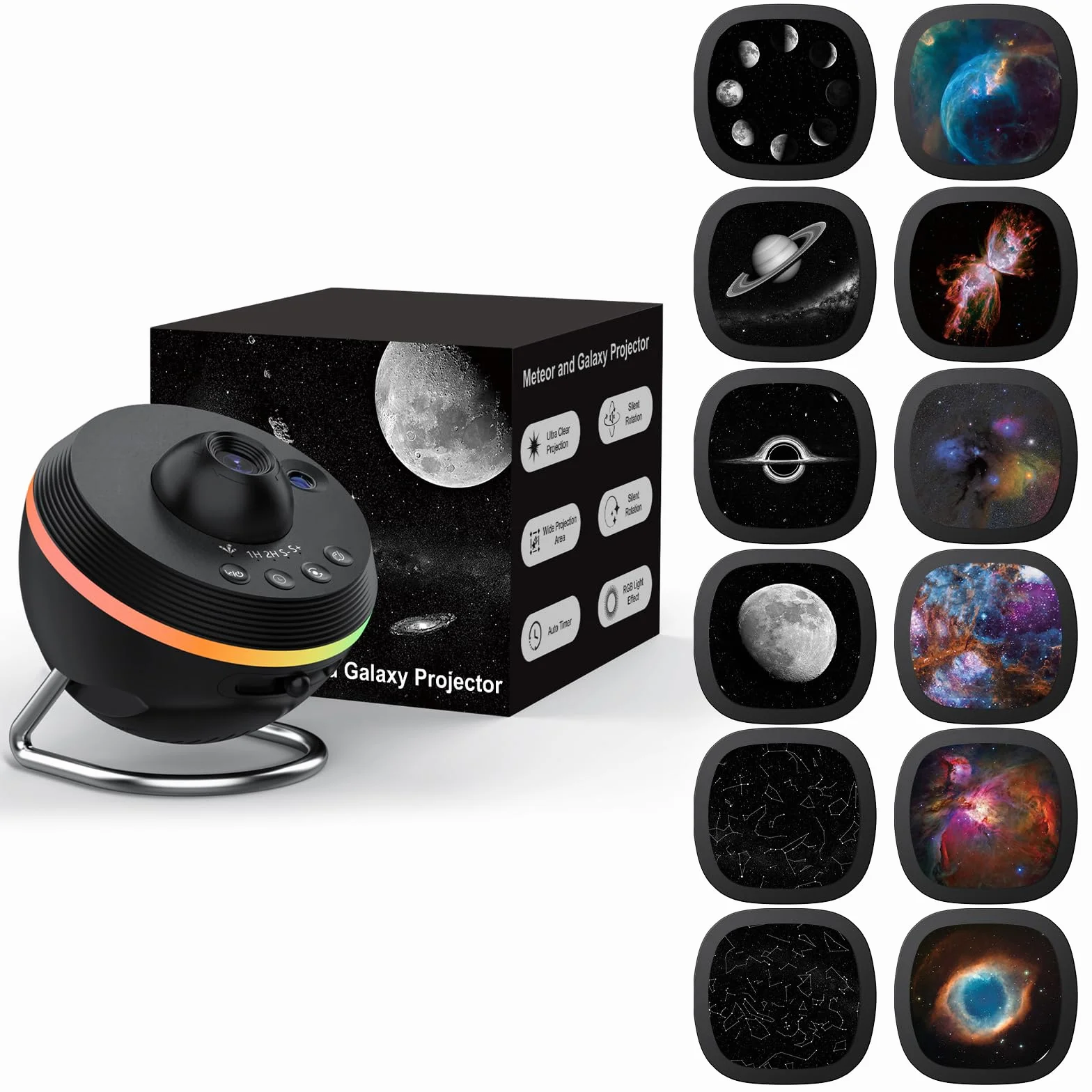 Galaktyka Projektor, Niebo Gwiazda Projektor Galaxy Star Planetarium Lampka nocna z paskiem świetlnym, Meteor i Galaxy Projector & 2 Zestaw Filmów dla Dorosłych Dzieci Prezent