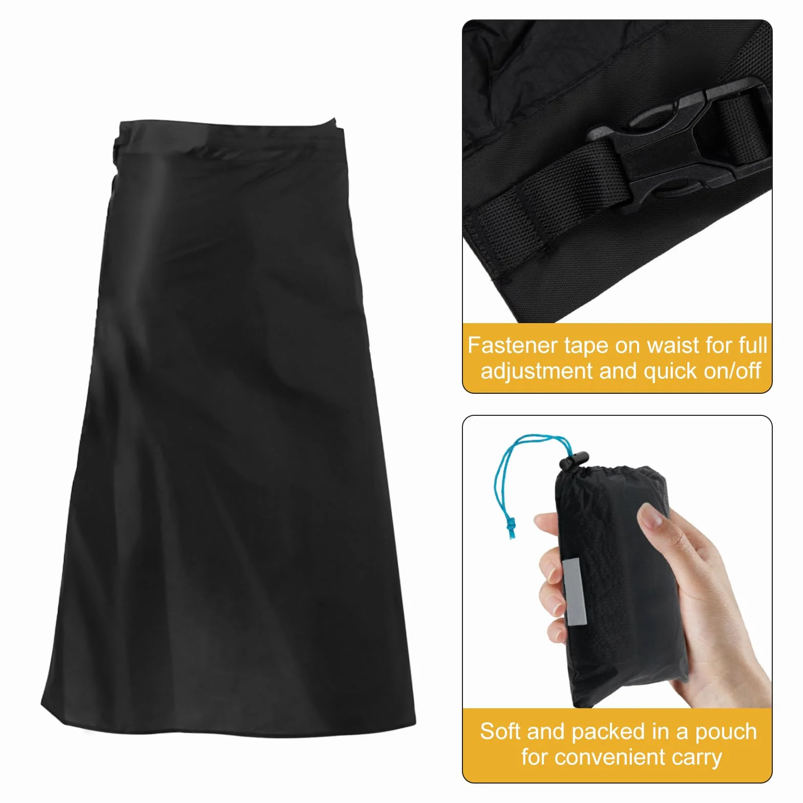 Ultralekka spódnica przeciwdeszczowa, nylonowy kilt przeciwdeszczowy 150D, wodoodporna wkładka przeciwdeszczowa, do jazdy na rowerze, biwakowania, wędrówek, składana spódnica przeciwdeszczowa z