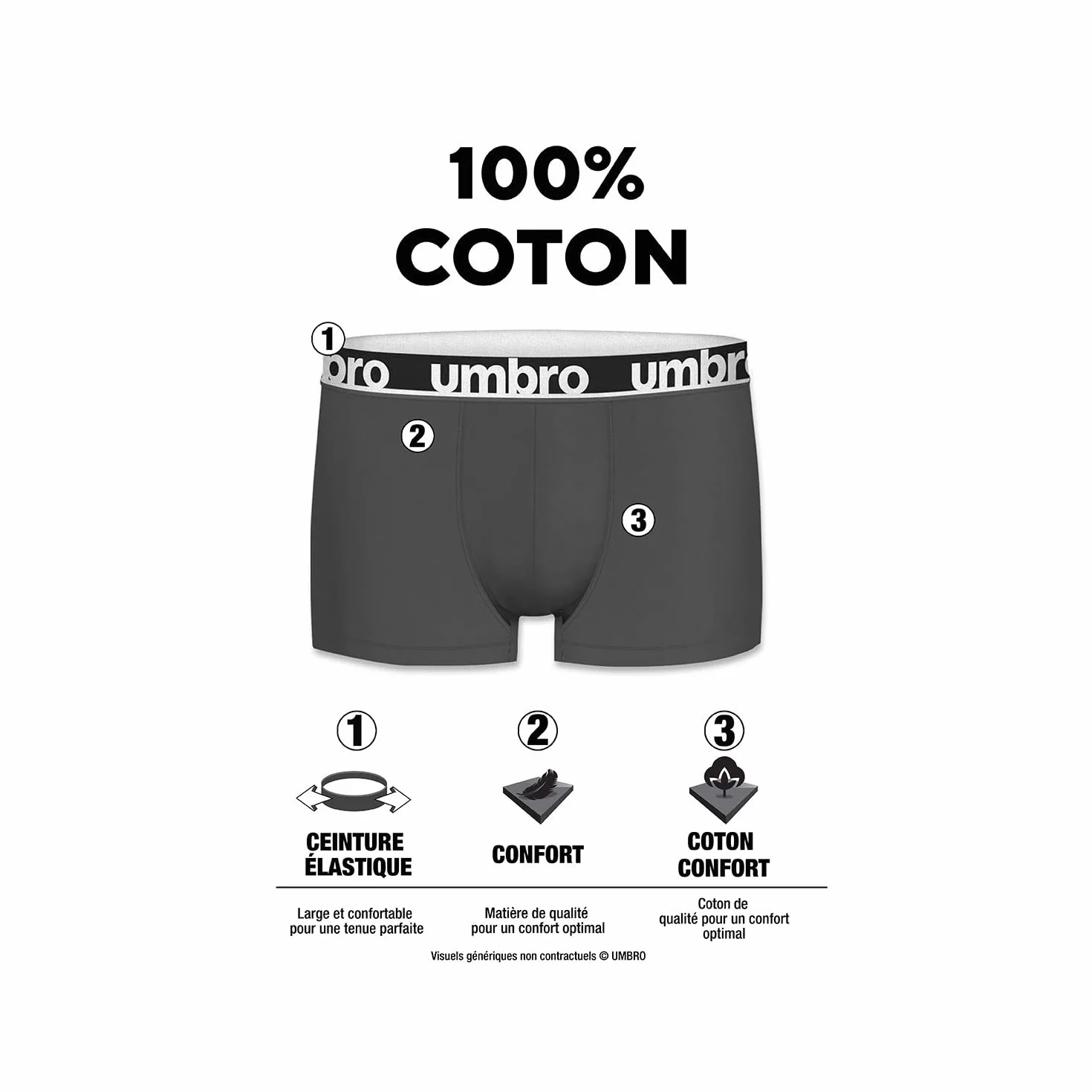 Umbro Mężczyźni Bokserki Obcisłe, Wielokolorowy, XXL, 3 Sztuki