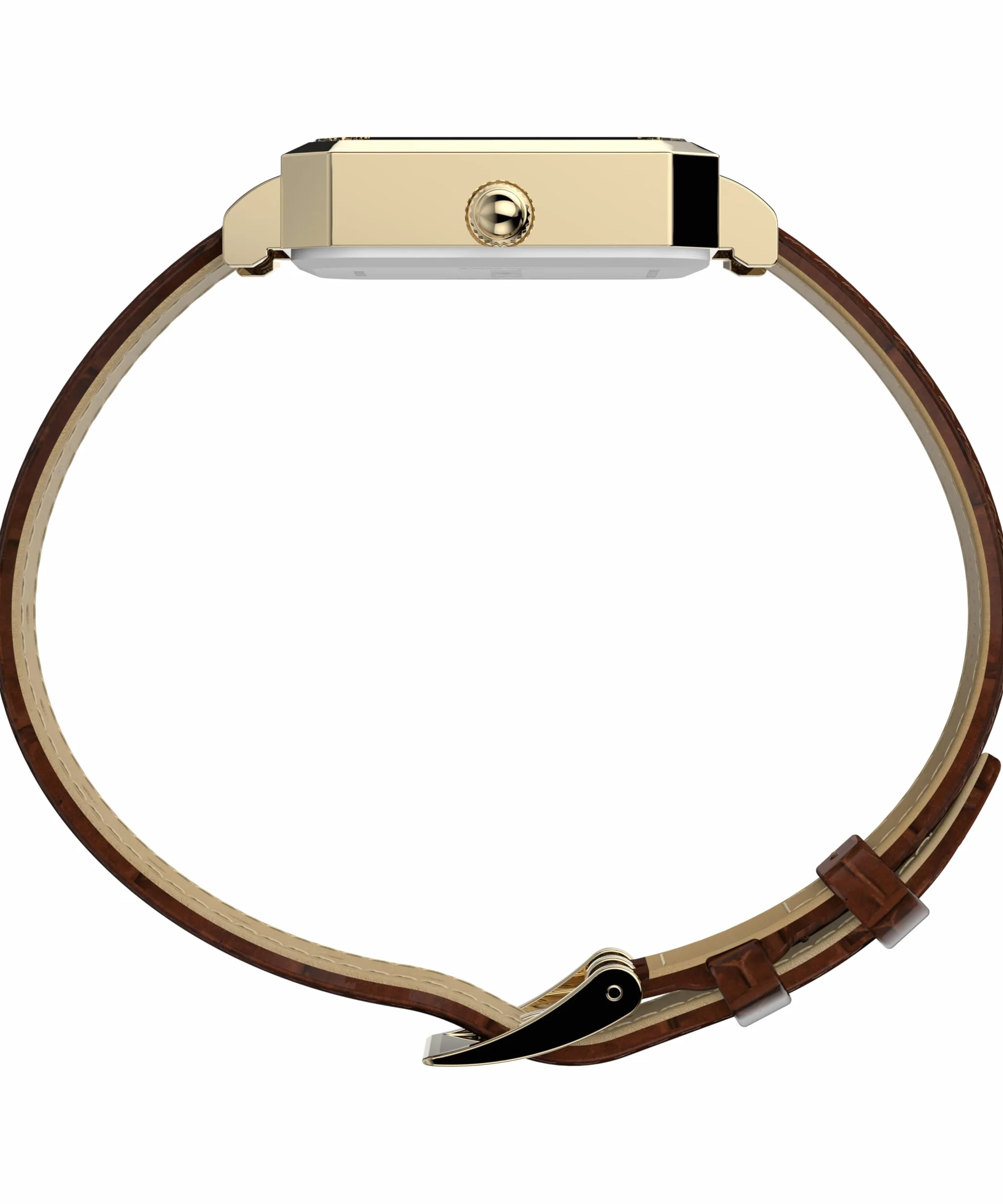 Timex Zegarek Damski Trend 21 mm, Brązowy Skórzany Pasek, Biała Tarcza, Złota Obudowa TW2Y00900