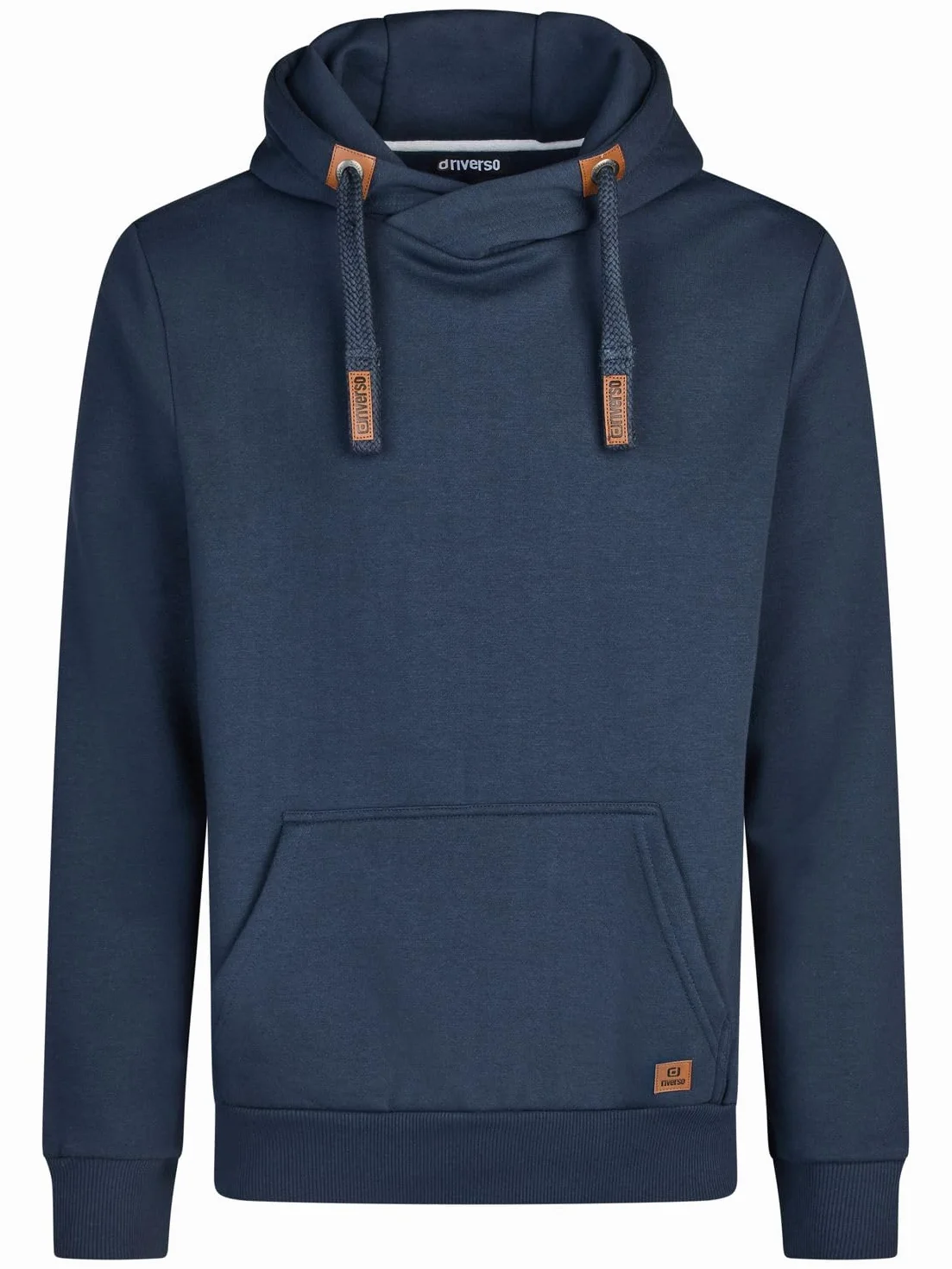riverso Męski sweter z kapturem RIVNiklas Pullover Hoodie Kieszenie kangurka Cross-Over Kołnierz regularny, jednokolorowy, bawełna, szary, brązowy, zielony, czerwony, niebieski, czarny, S, M, L, XL, 2XL, 3XL, 5XL