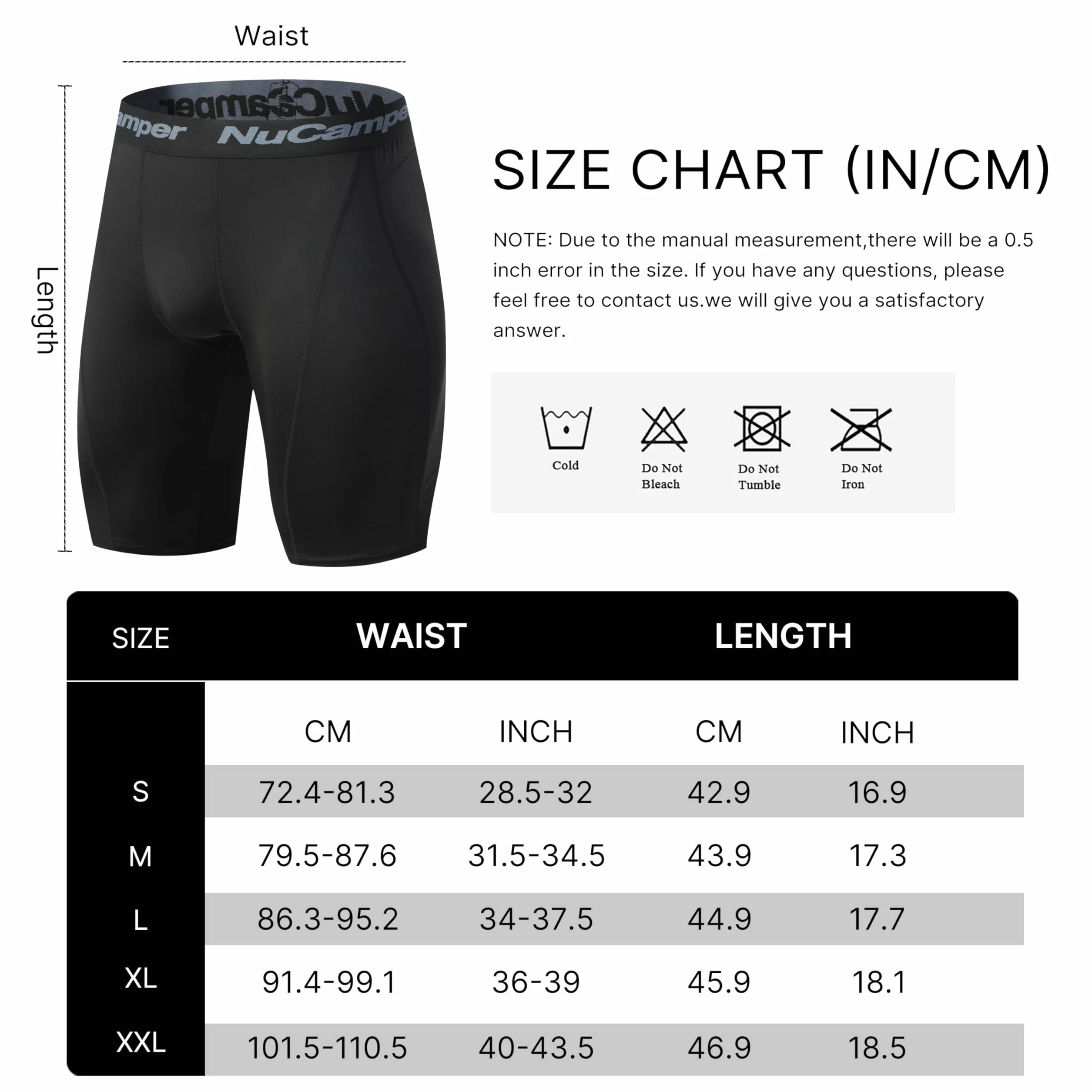 NuCamper Męskie Spodenki Kompresyjne, Treningowe Legginsy, Biegania Warstwa Bazowa, Suchych, Szybkoschnące Oddychających Spodenek, Krótkie Spodenki Sportowe,na Siłownię, do Treningu