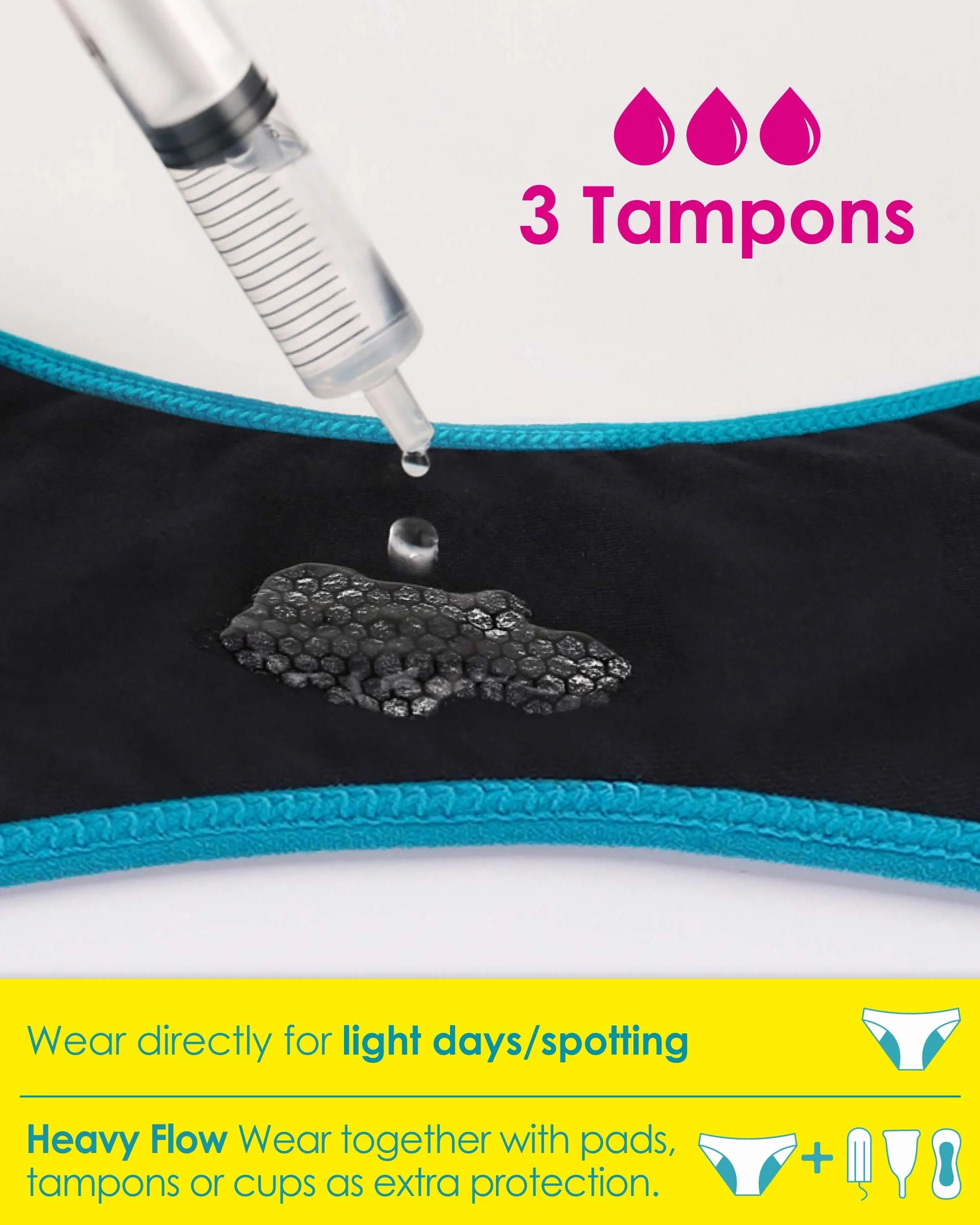 Neione Bielizna Menstruacyjna dla Dziewcząt, Majtki Menstruacyjne dla Nastolatków Średnia Chłonność 3 Sztuki Fairy Wiek 10-12
