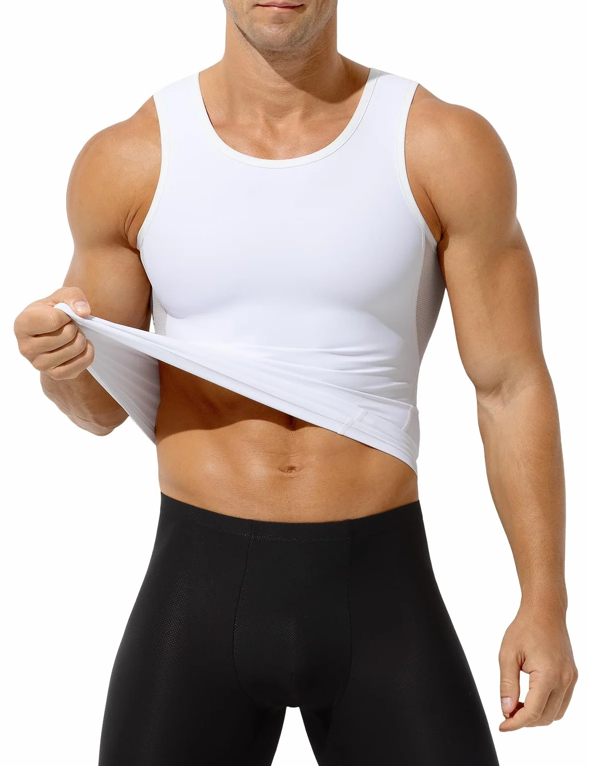 Męska koszulka kompresyjna, bez rękawów, podkoszulek typu tank top, wyszczuplający brzuch