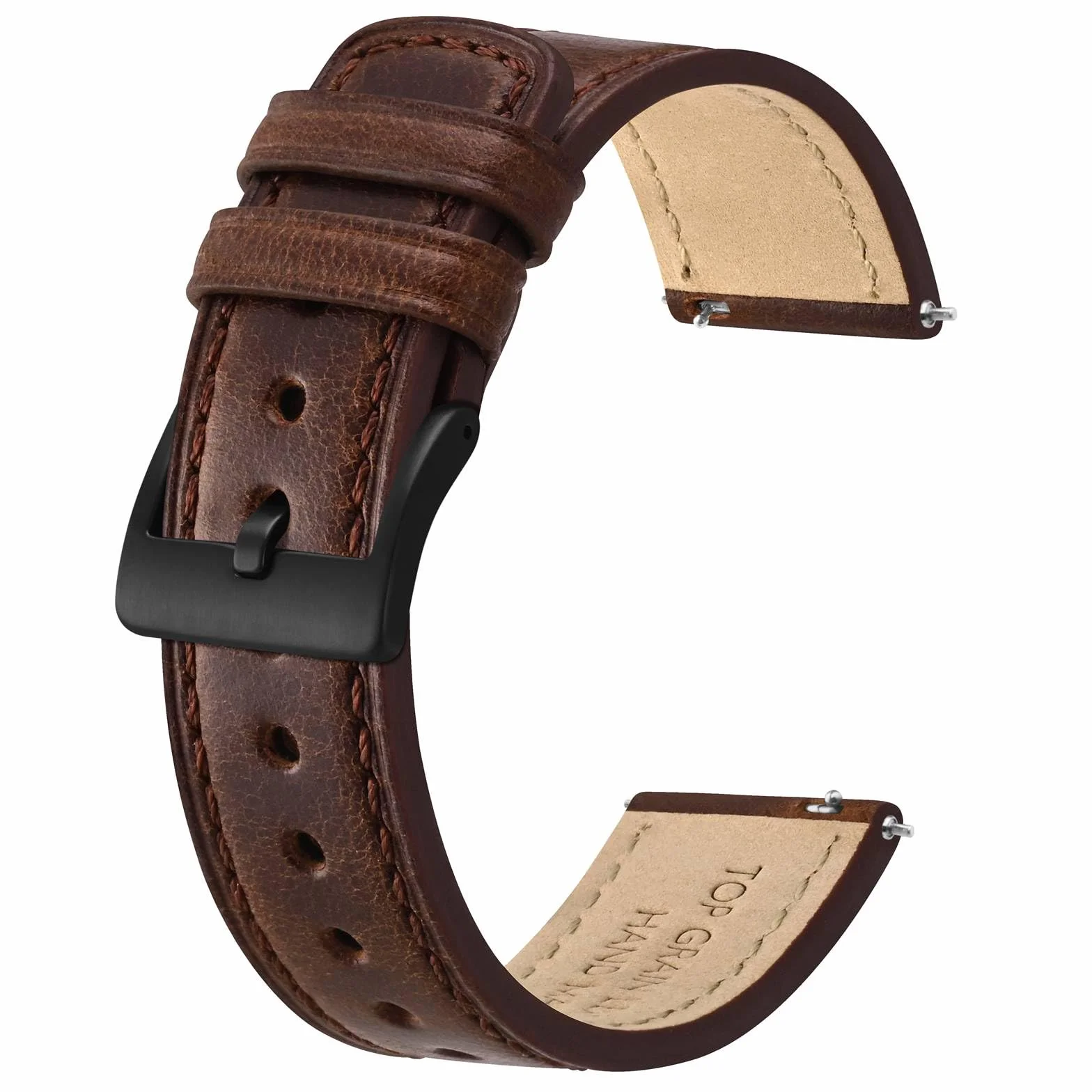 BISONSTRAP Skórzane paski do zegarka, klasyczna skóra woskowana olejem, szybkie odpinanie, pasek zastępczy dla mężczyzn i kobiet, szerokość paska 18 mm, 20 mm, 22 mm