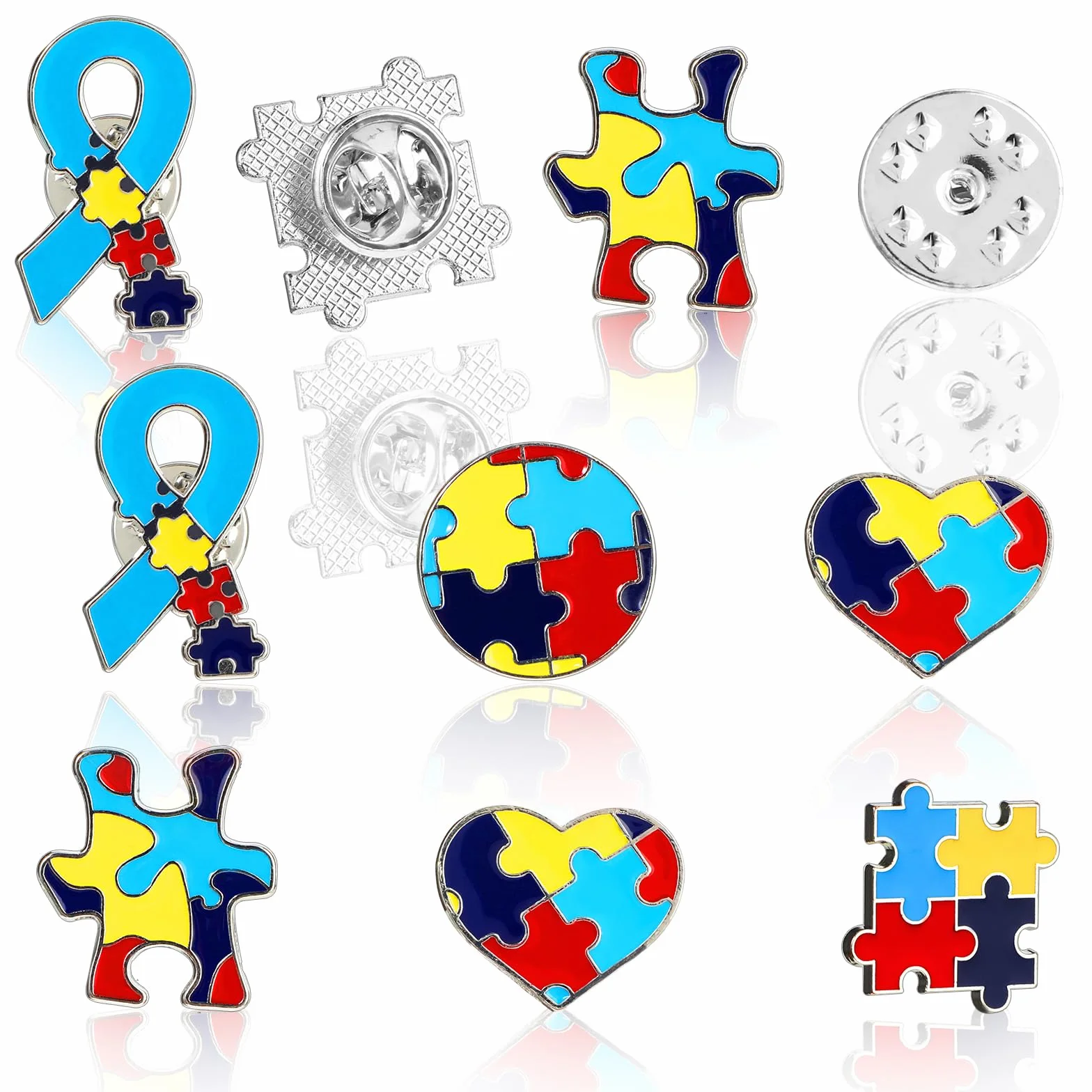 10 sztuk przypinek z autyzmem, świadomość autyzmu, prezent dla autyzmu, puzzle, broszki, metalowe, świadomość autyzmu, inspirujące symbole znaczka do kurtek, ubrań, koszul, 10 sztuk