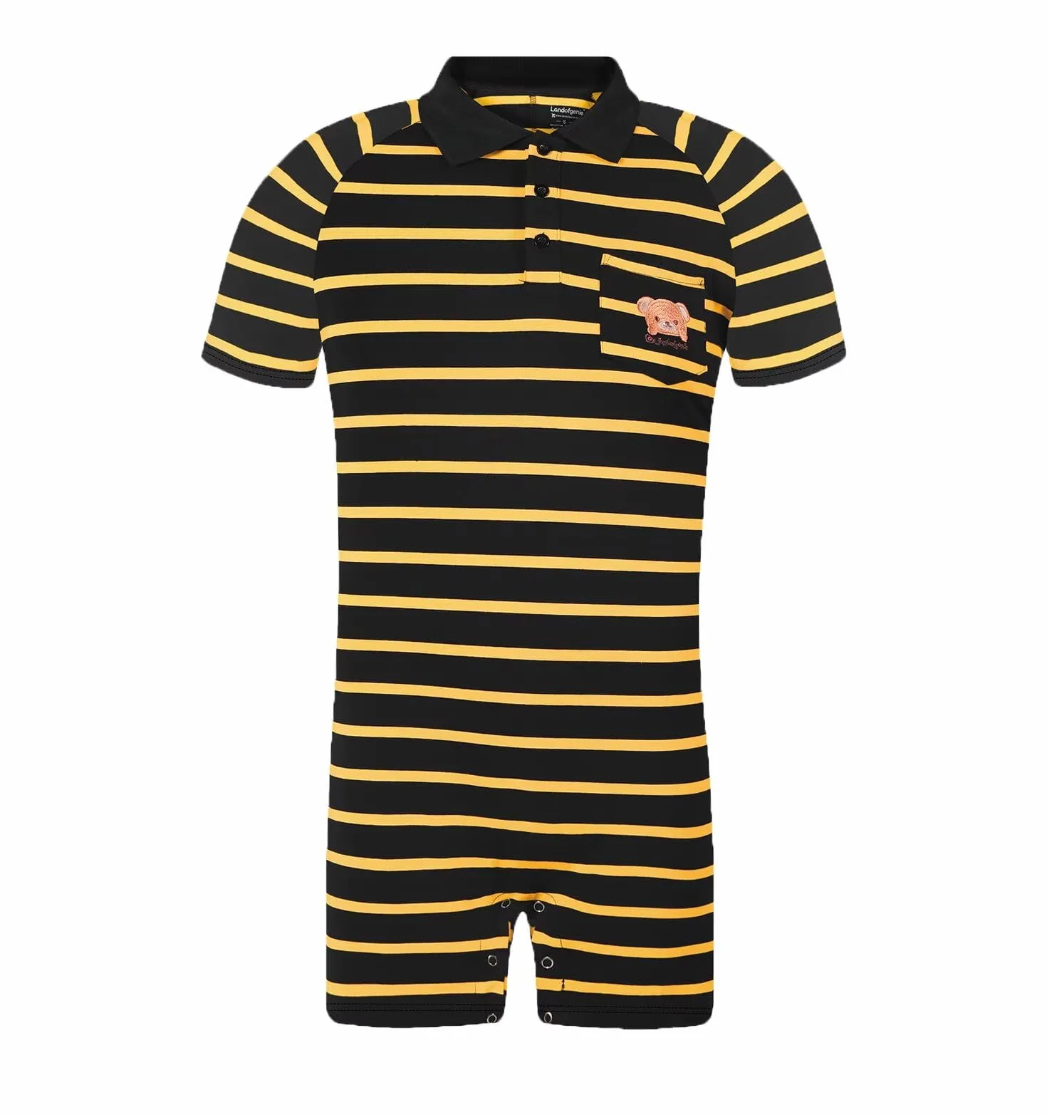 Landofgenie Onesie Piżama Męskie Krótki Rękaw Bawełniany Romper Jednoczęściowy Body Striped Romper dla Mężczyzn