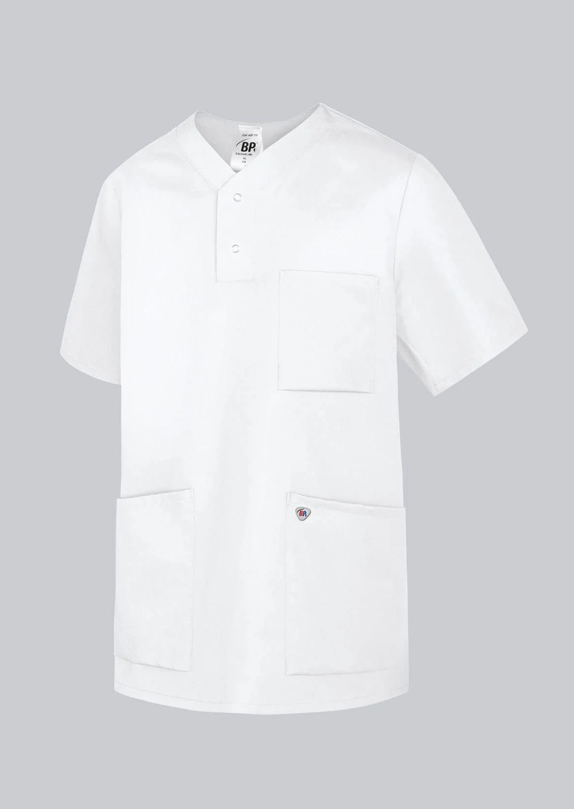 BP 1741-854-21-XS unisex pokrowiec typu kasak, rękaw 1/2, dekolt w szpic z systemem podłokietników, 215,00 g/m², mieszanka materiału, kolor biały, XS