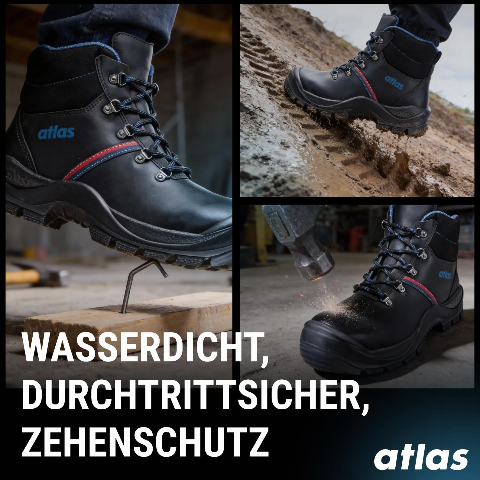 Atlas Męskie buty ochronne BAU 500, czarny, 43 EU