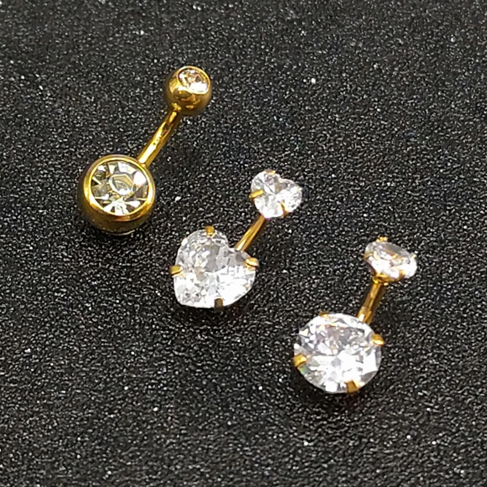 3 szt. prętów do pępka 6/8/10/12/14 mm stal nierdzewna srebrne złote pierścienie do pępka kryształ 14G piercing biżuteria