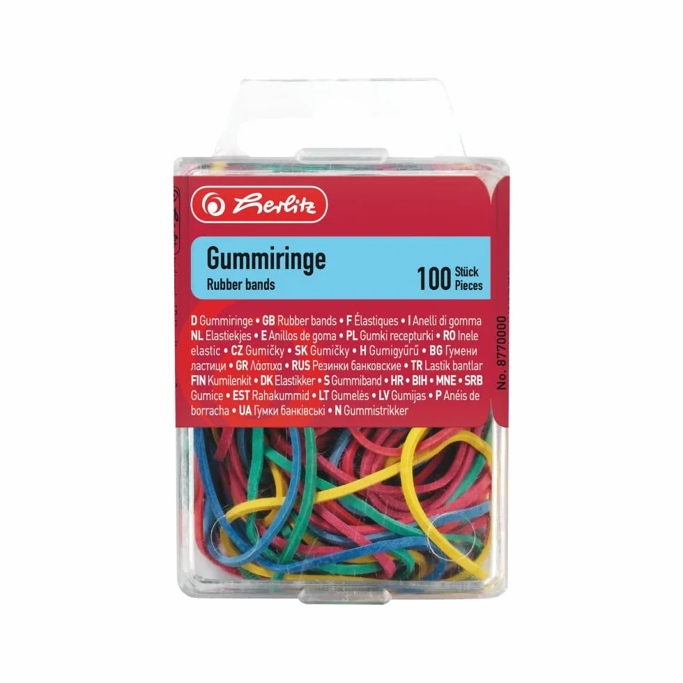 Herlitz 506093 Gumki Recepturki, Wielokolorowy, 100 sztuk