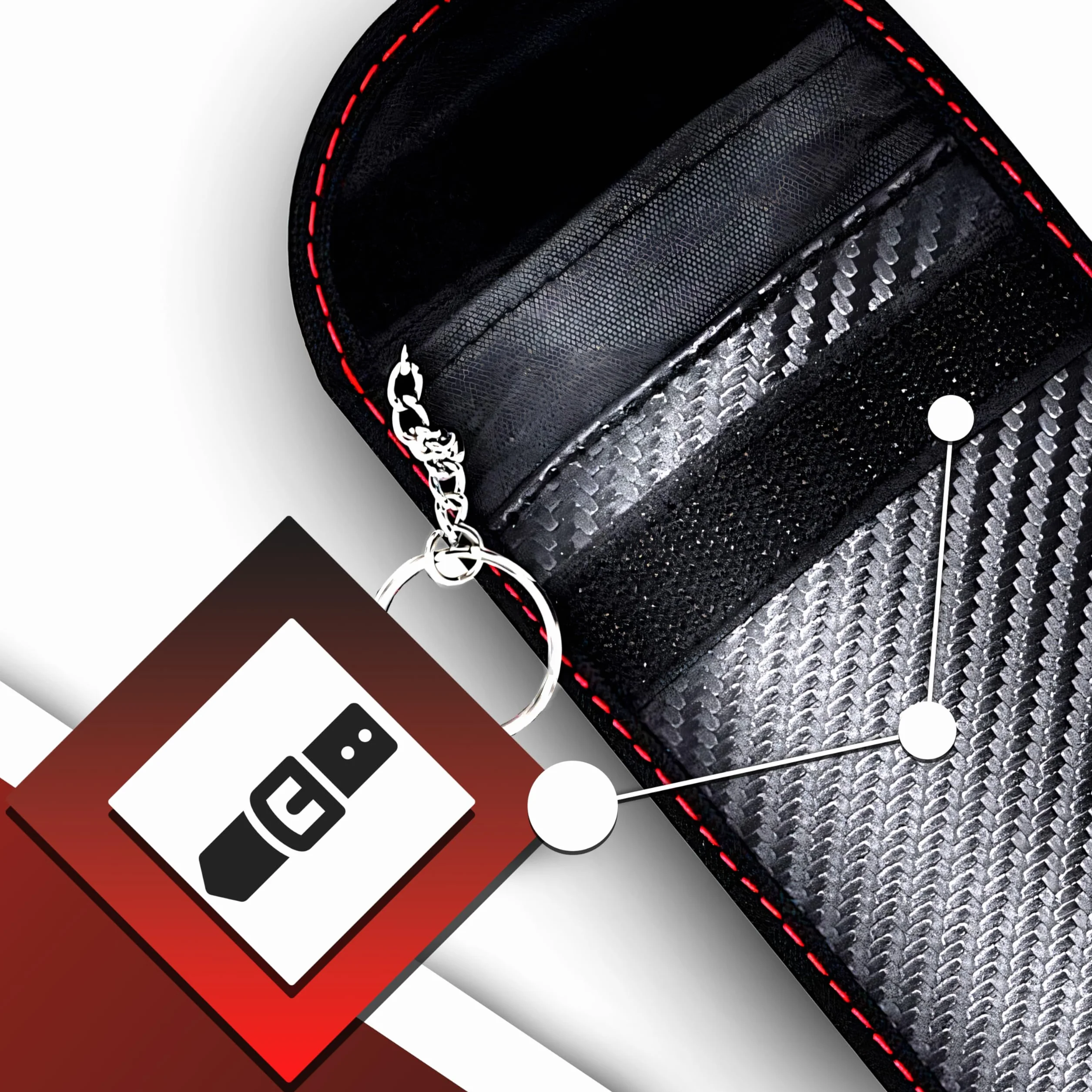 Retoo Keyless Go etui ochronne na kluczyki samochodowe, zestaw 2 szt. – wysokiej jakości etui na kluczyki samochodowe z blokadą RFID, z włókna węglowego, torba Faraday z blokadą sygnału przed