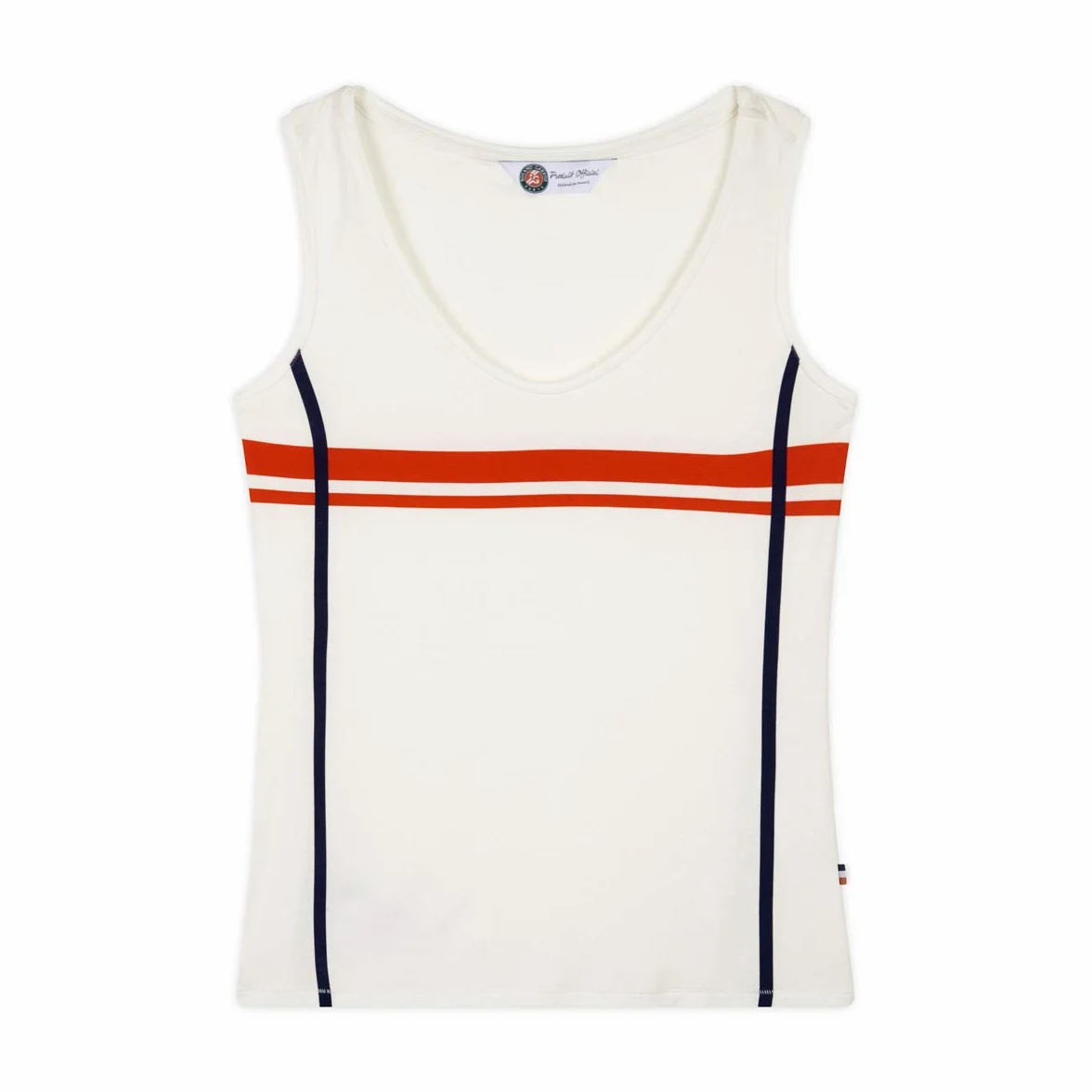 ROLAND GARROS Damska koszulka na ramiączkach w paski Color Ecru Tank top z minimalistycznymi paskami odzież sportowa lub góra miejska, rozmiar XL-RTSW0120-ECR-XL, XL