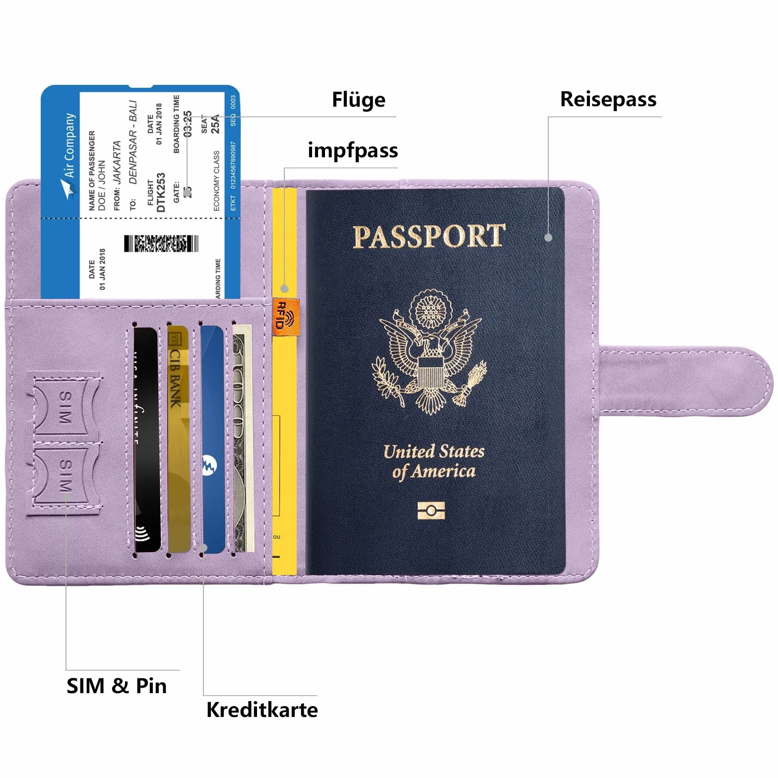 Toctax Etui na paszport podróżny blokada RFID etui na paszport ze skóry PU Portfel paszportowy na dokumenty z magnetyczną klamrą, B-violet, 11 cm x 15 cm x 1.8 cm, Nowoczesny