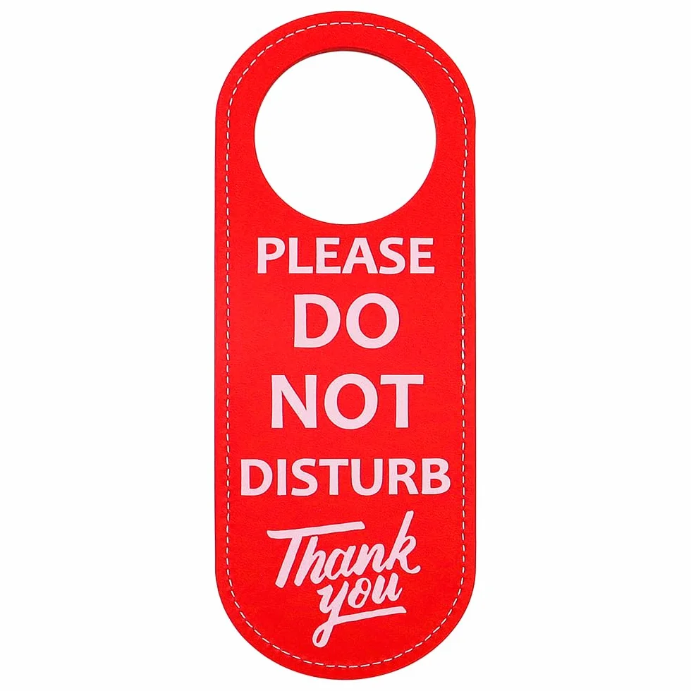Znak "Do Not Disturb" wieszak na drzwi, opakowanie ze skóry PU, dwustronna gałka do drzwi, znak prywatności do biura, spotkania domowego, czerwony